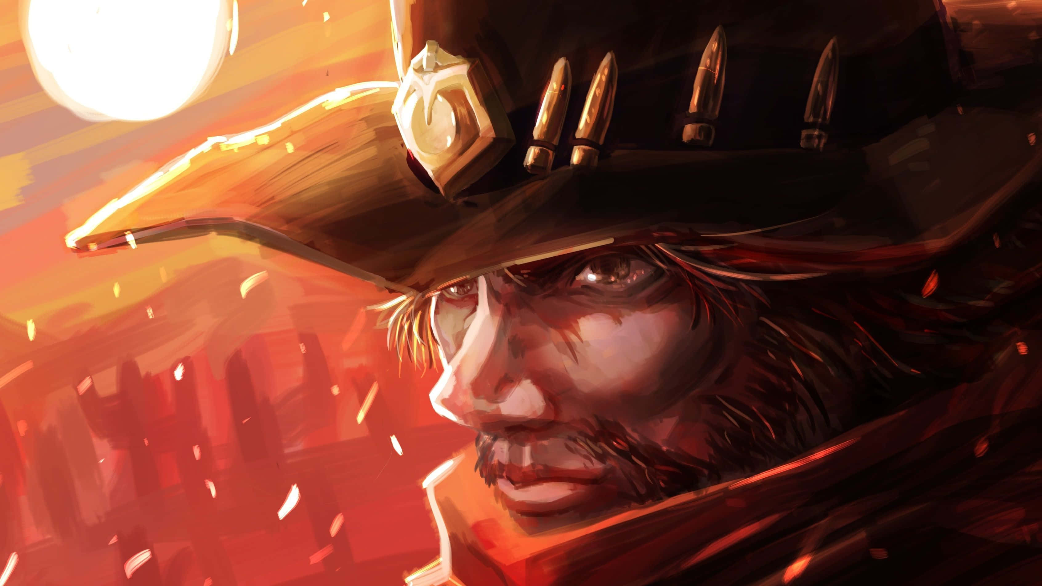 Overwatch, McCree, bullet-adorned hat, 2K Desktop Wallpaper