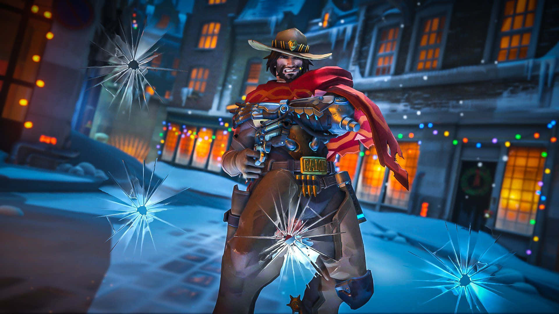 Overwatch, McCree, glowing blue projectiles, Full HD Desktop Wallpaper