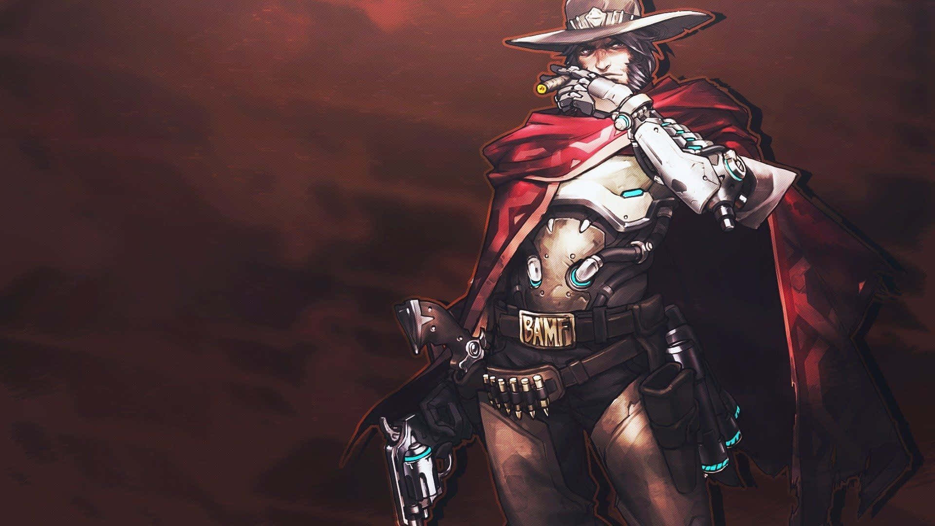 Overwatch, McCree, red cape, Full HD Desktop Wallpaper