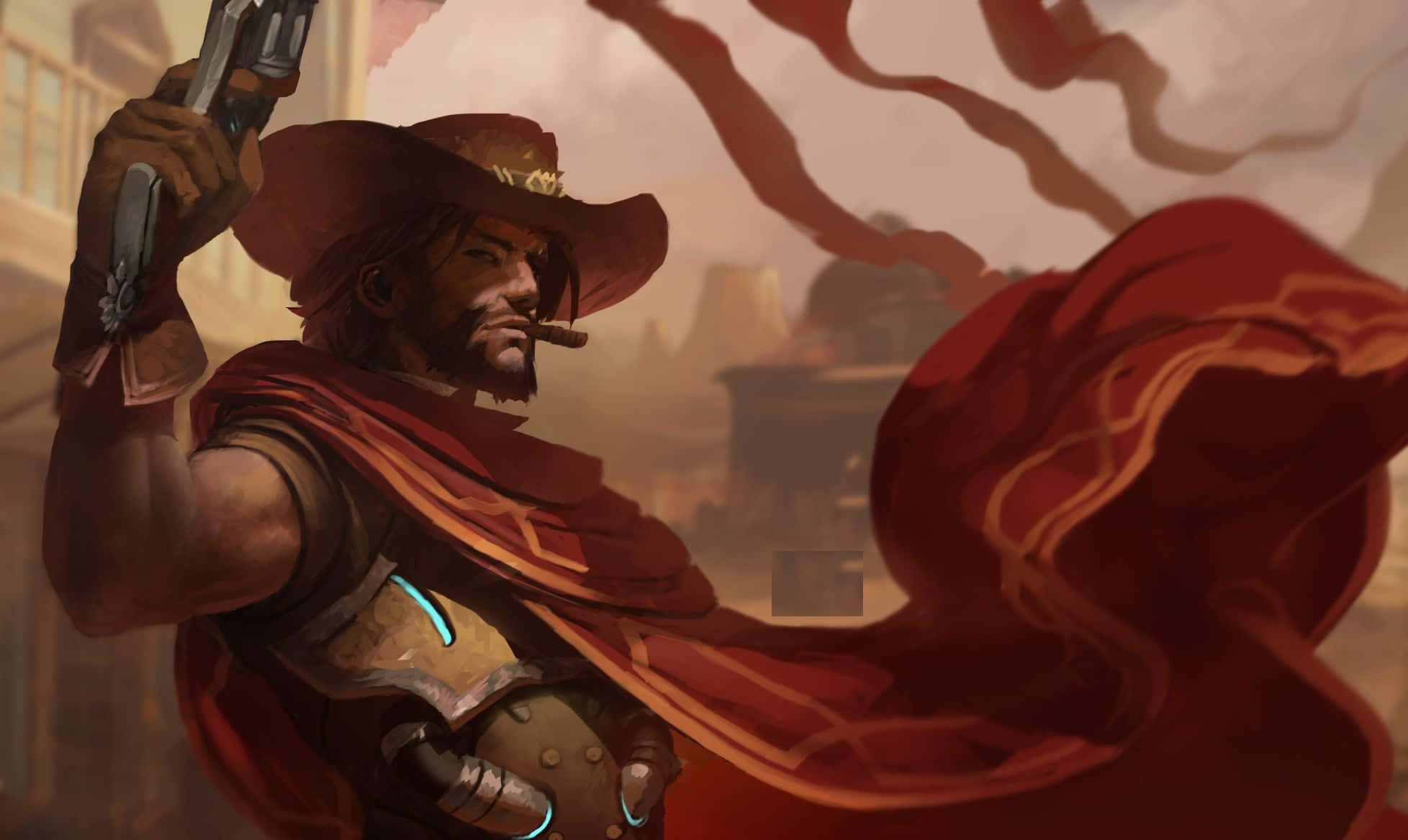 Overwatch Mccree, 1956, red cape, Full HD Desktop Wallpaper