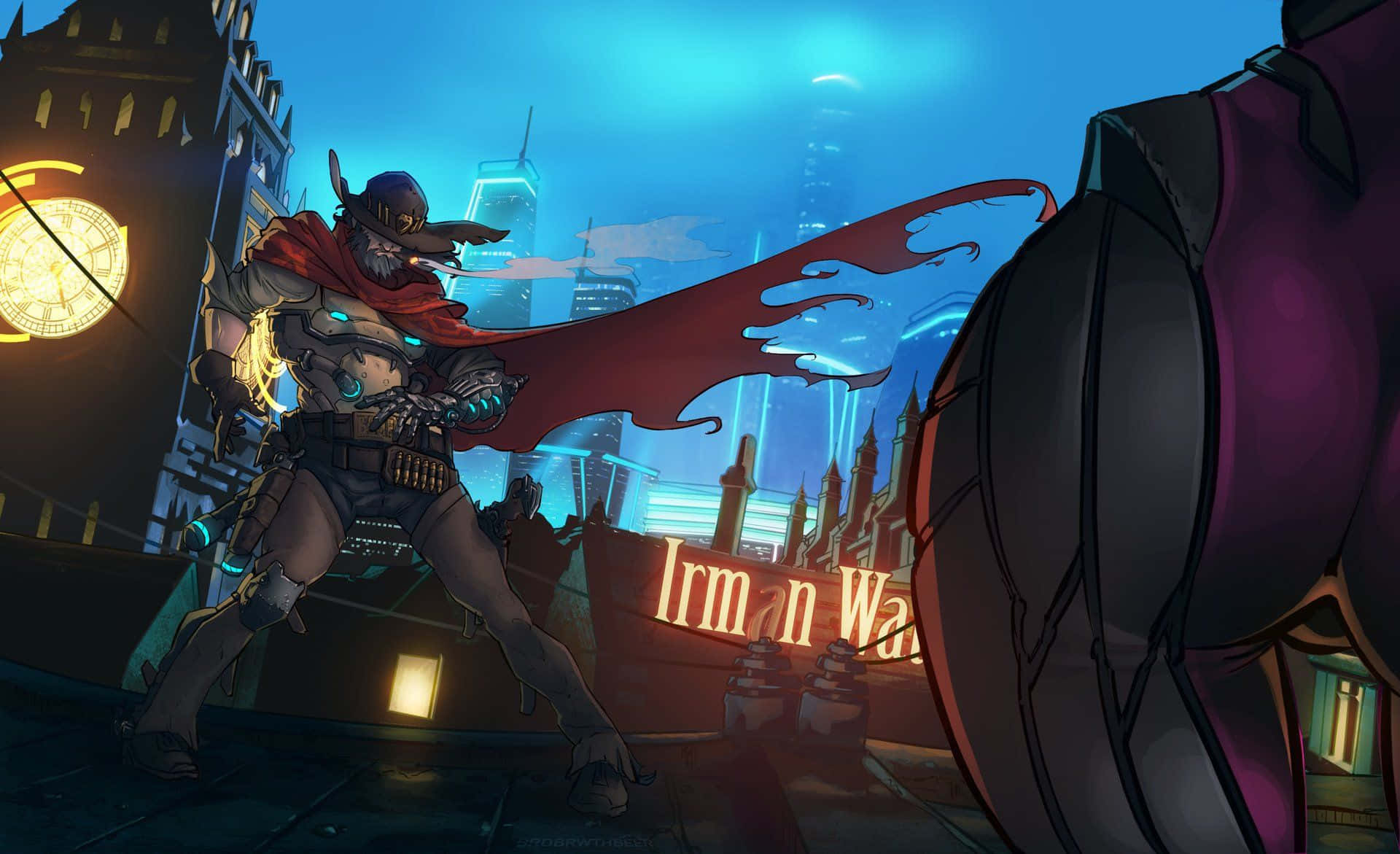 Overwatch, McCree, red cape, Full HD Desktop Wallpaper