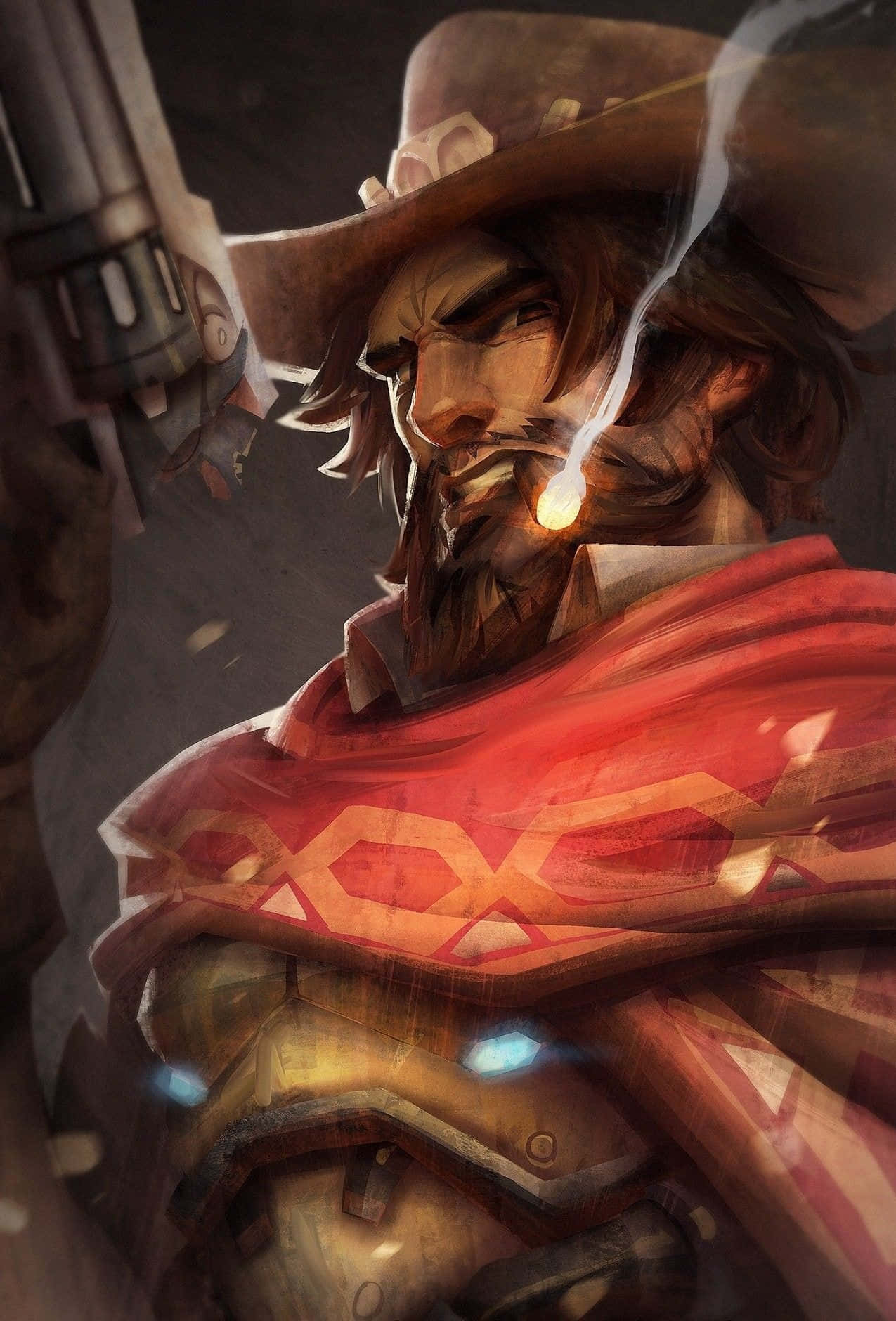 Overwatch Mccree, cowboy, smoking pipe, HD Phone Wallpaper