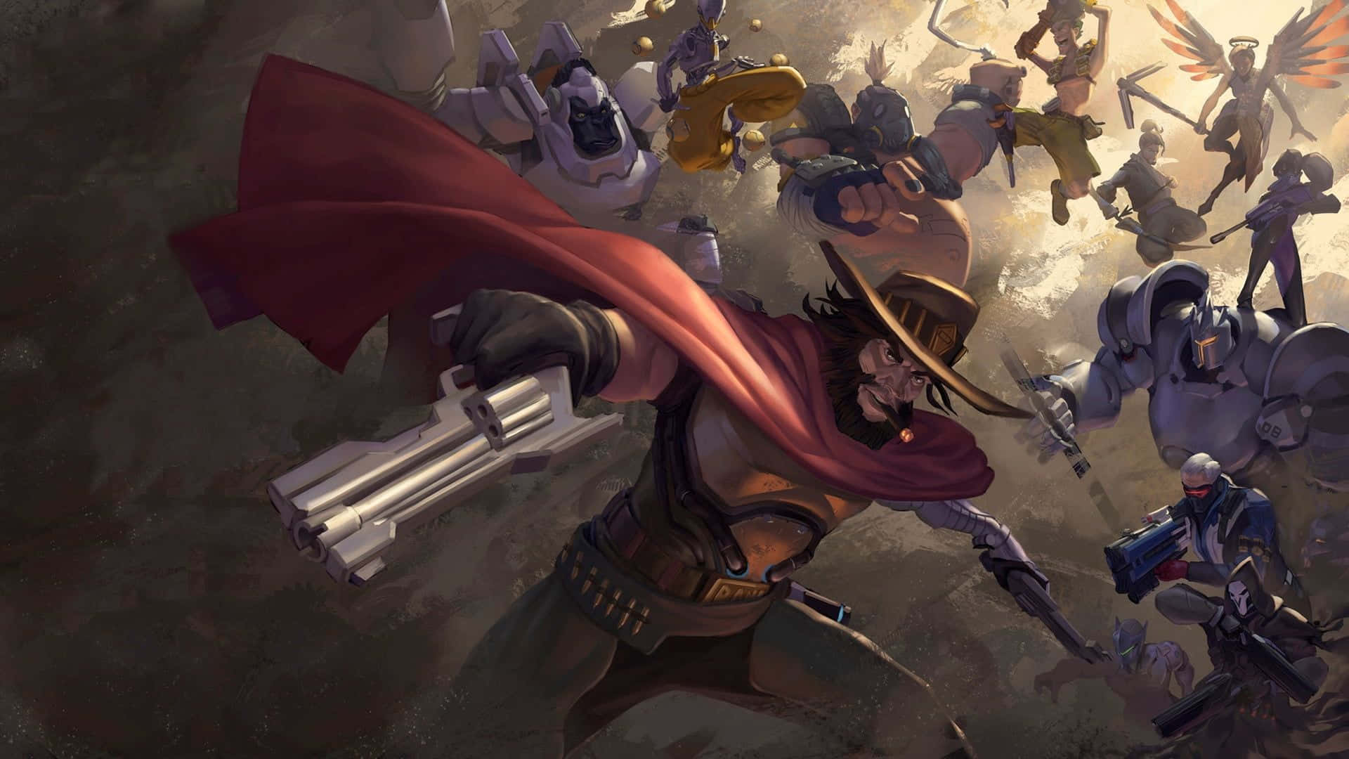 Overwatch, McCree, red cape, Full HD Desktop Wallpaper