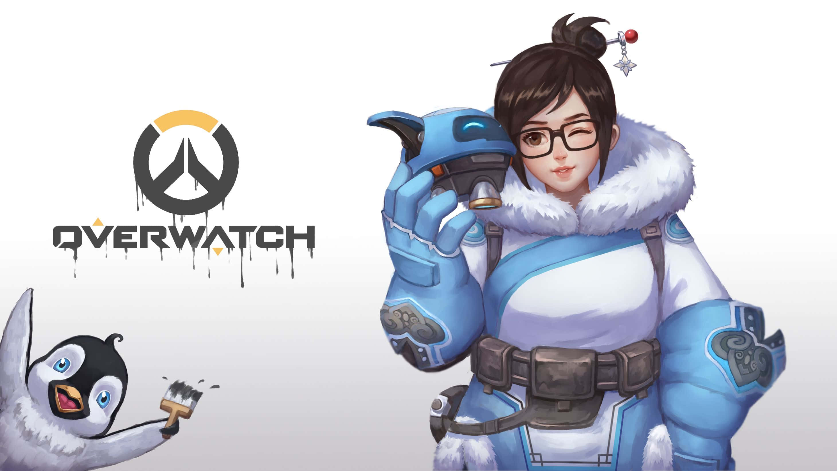Overwatch, Mei, blue winter gear, 2K Desktop Wallpaper