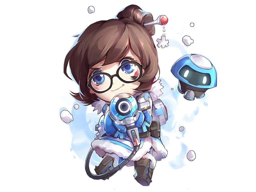 Overwatch, Mei, chibi-style, SD Desktop Wallpaper