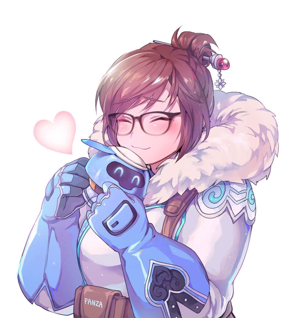 Overwatch Mei, anime girl, glasses, SD Phone Wallpaper