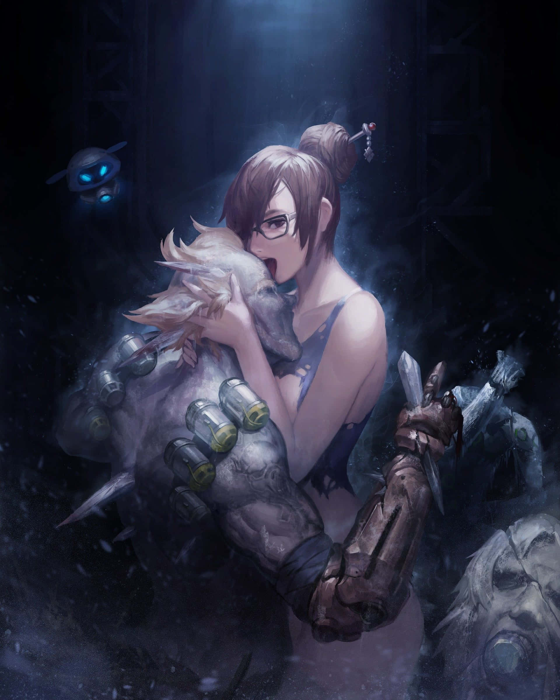 Overwatch Mei, cyberpunk, anime girl, Full HD Phone Wallpaper