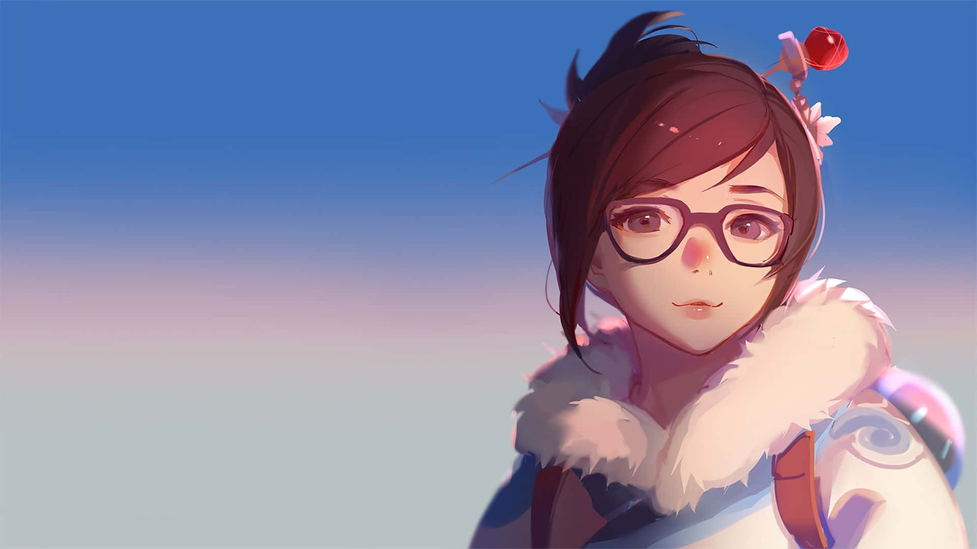 Overwatch Mei, anime girl, glasses, Full HD Desktop Wallpaper