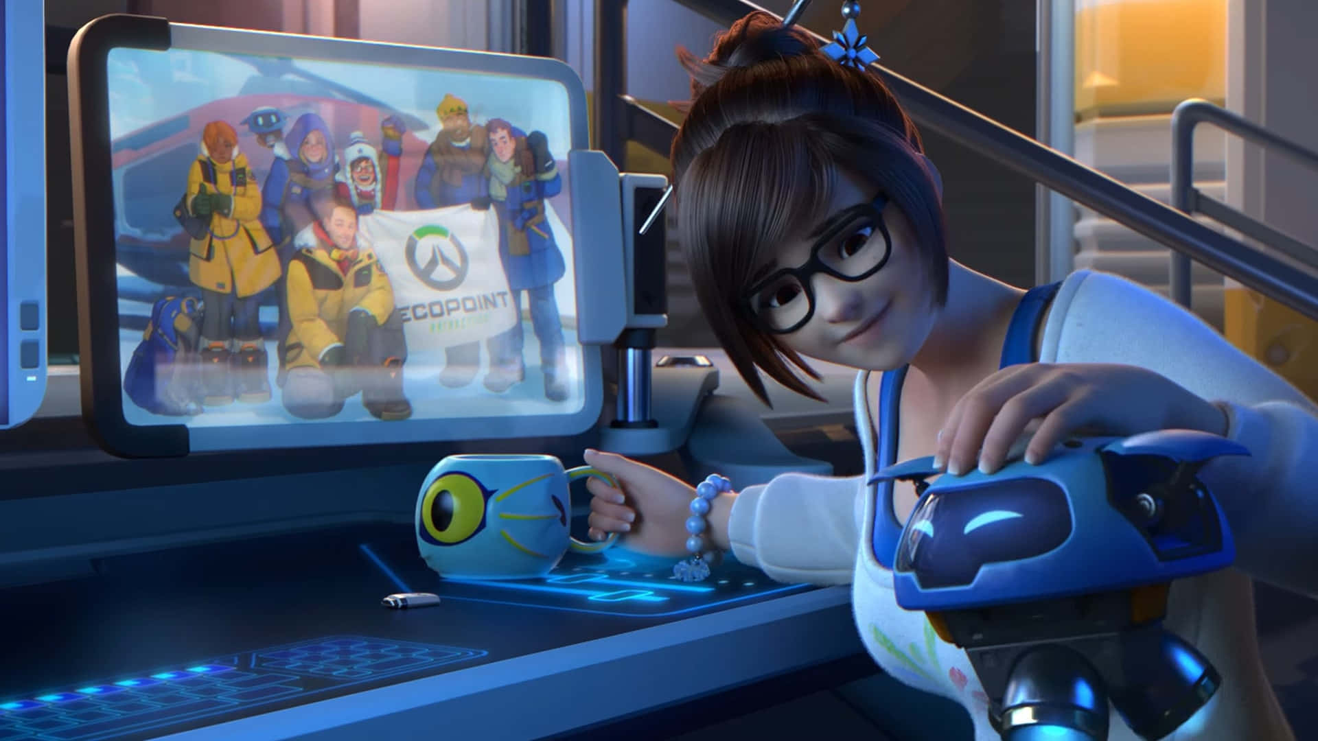 Overwatch, Mei, blue robot, Full HD Desktop Wallpaper