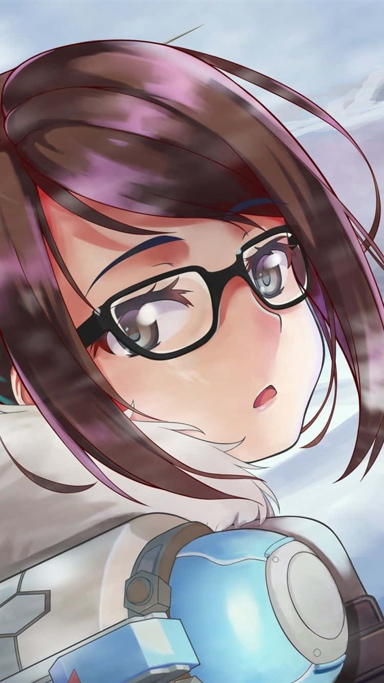 Overwatch Mei, anime girl, glasses, HD Phone Wallpaper