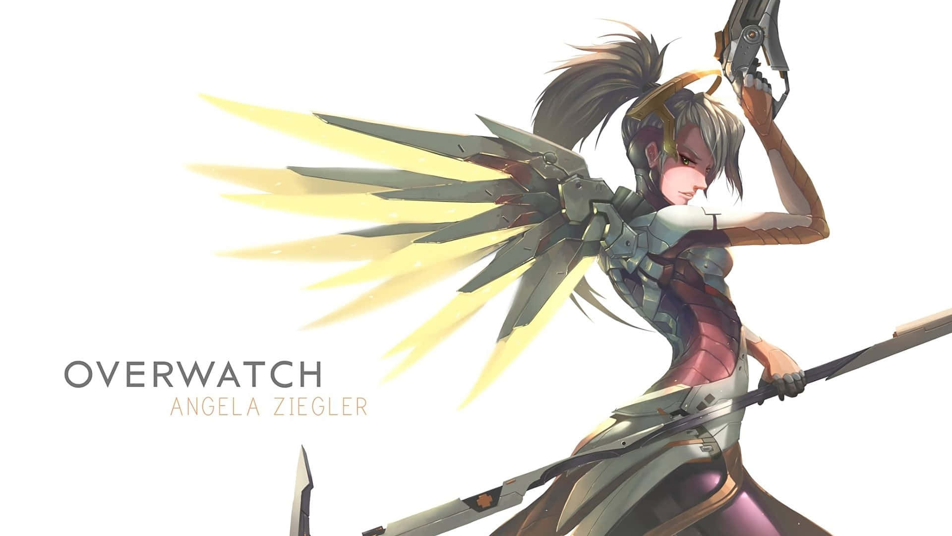 Overwatch, Mercy, mechanical wings, Full HD Desktop Wallpaper