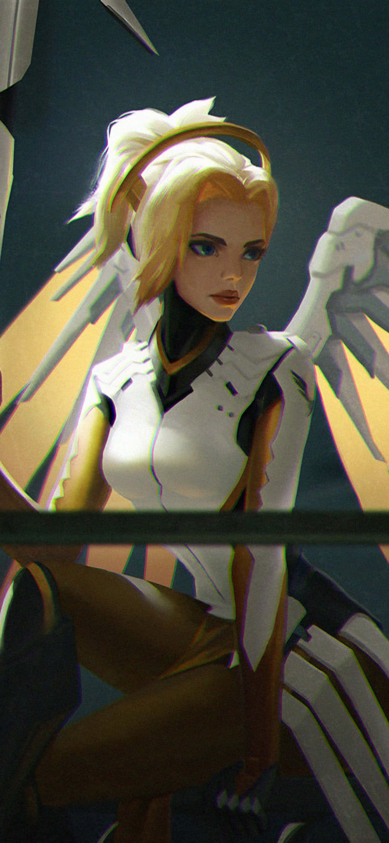 Overwatch Mercy, anime angel, white wings, 2K Phone Wallpaper