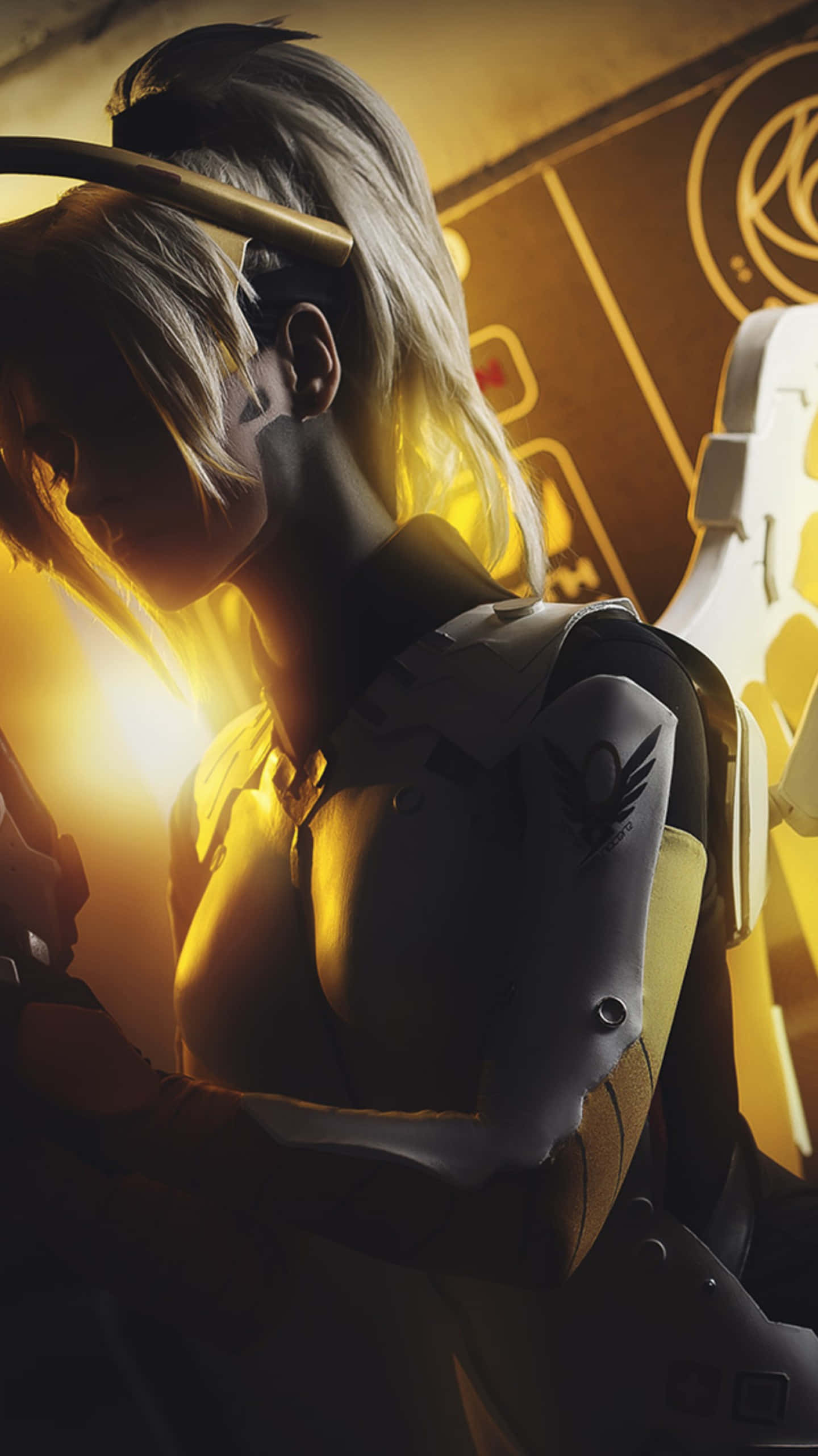 Overwatch Mercy, cyberpunk, anime girl, 2K Phone Wallpaper