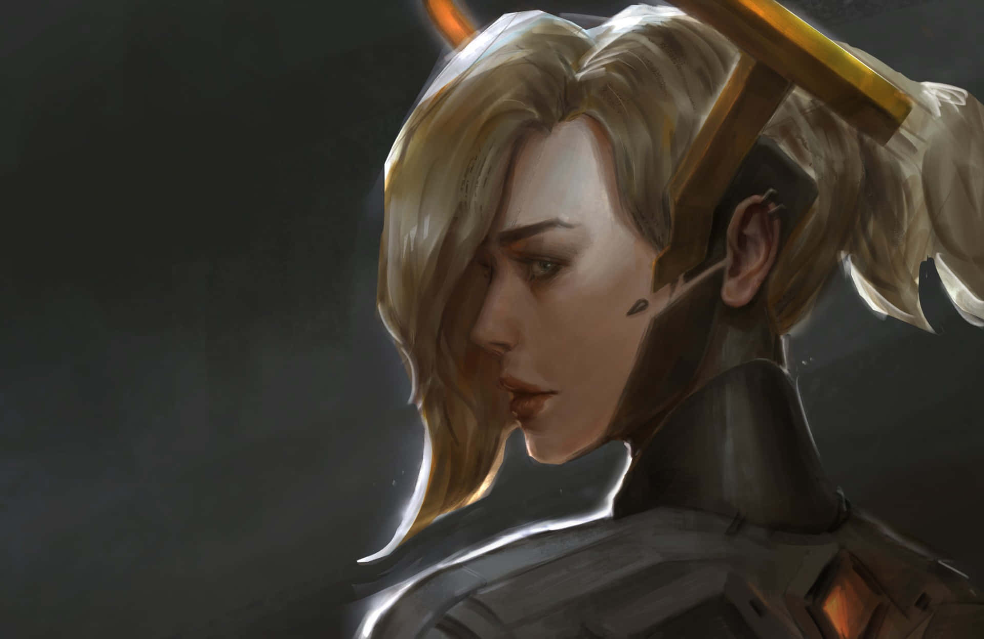Overwatch Mercy, blonde female warrior, armor, Full HD Desktop Wallpaper