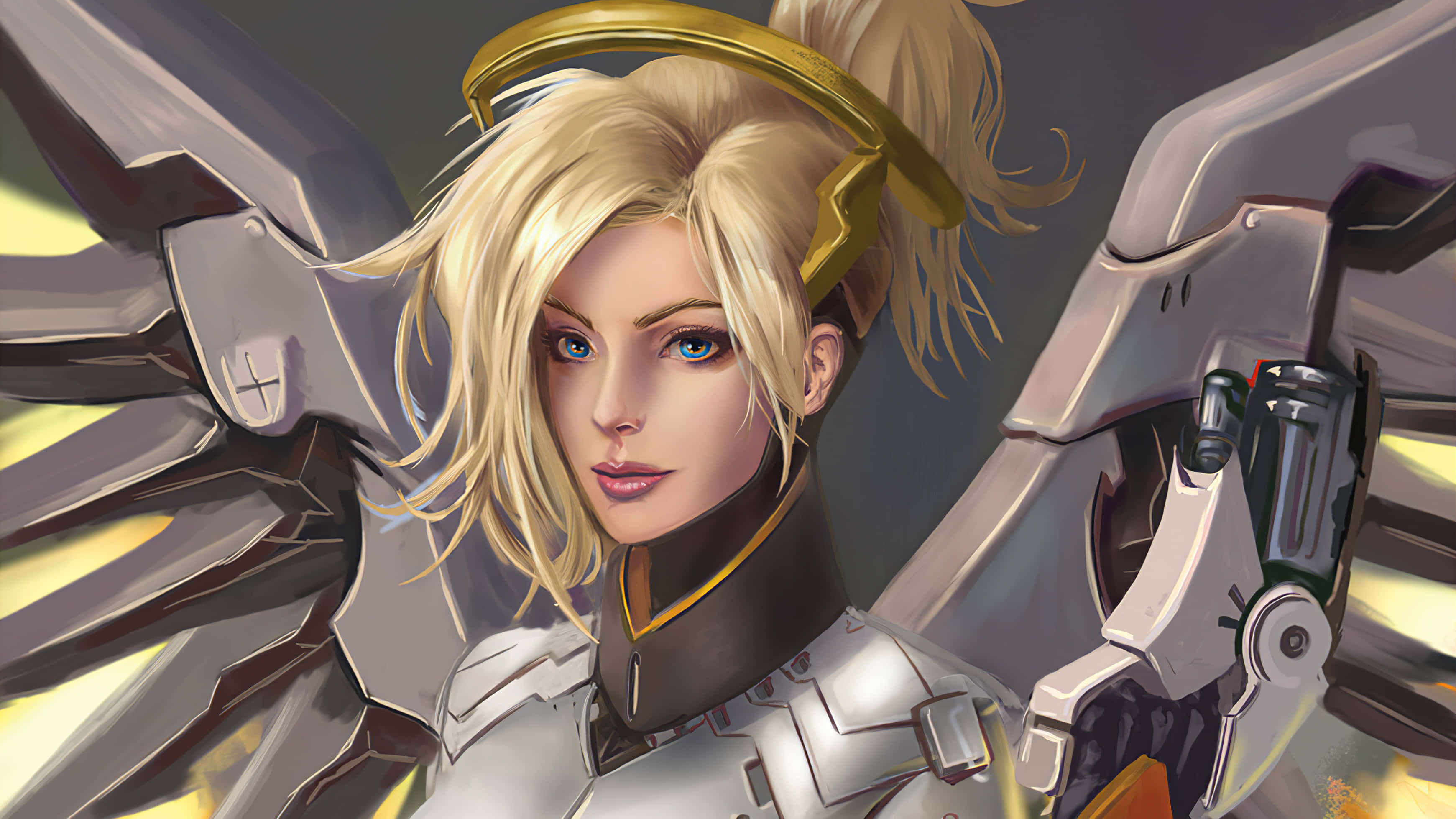 Mercy, Overwatch, anime angel warrior, 2K Desktop Wallpaper