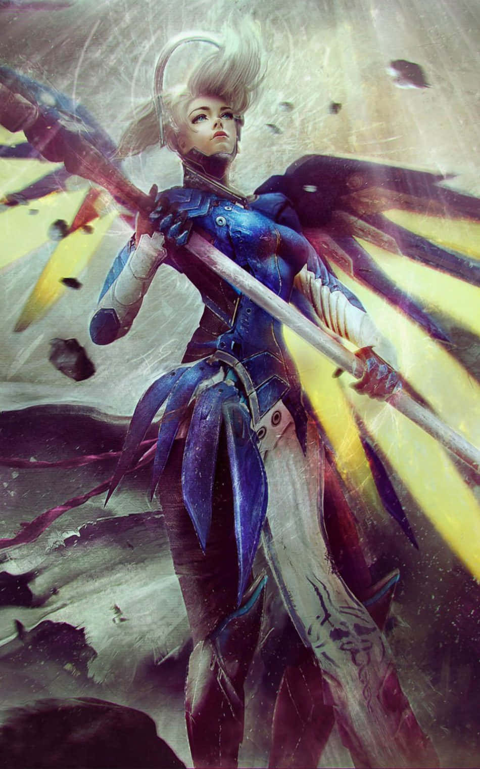Overwatch, Mercy, white hair, HD Phone Wallpaper