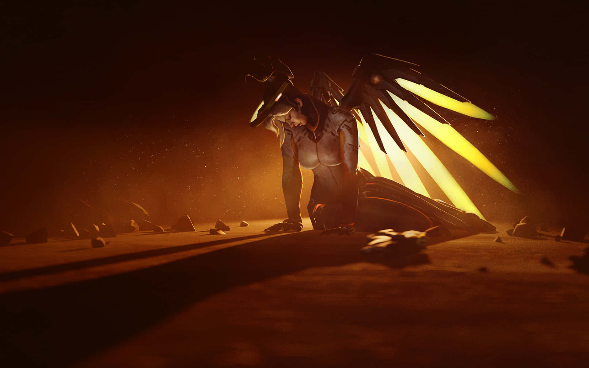 Mercy, Overwatch, winged figure, Full HD Desktop Wallpaper
