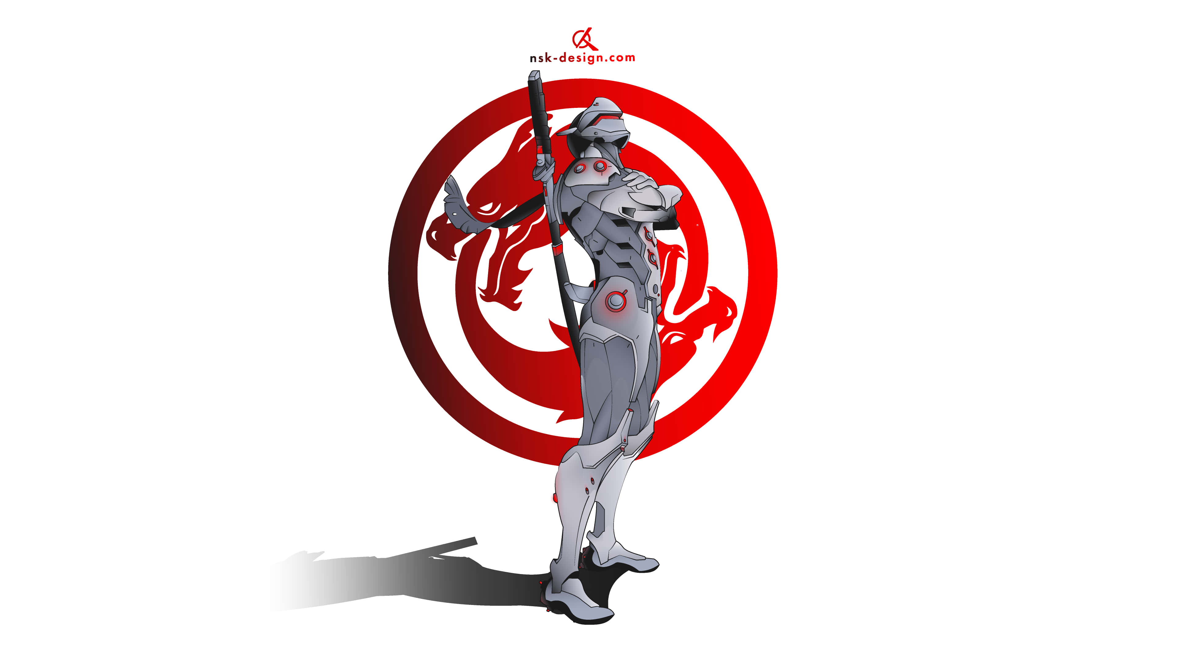 Overwatch Minimalist, silver armored warrior, sword, 4K Desktop Wallpaper