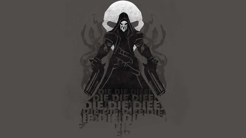 Overwatch Minimalist, hooded masked figure, dual pistols, SD Desktop Wallpaper