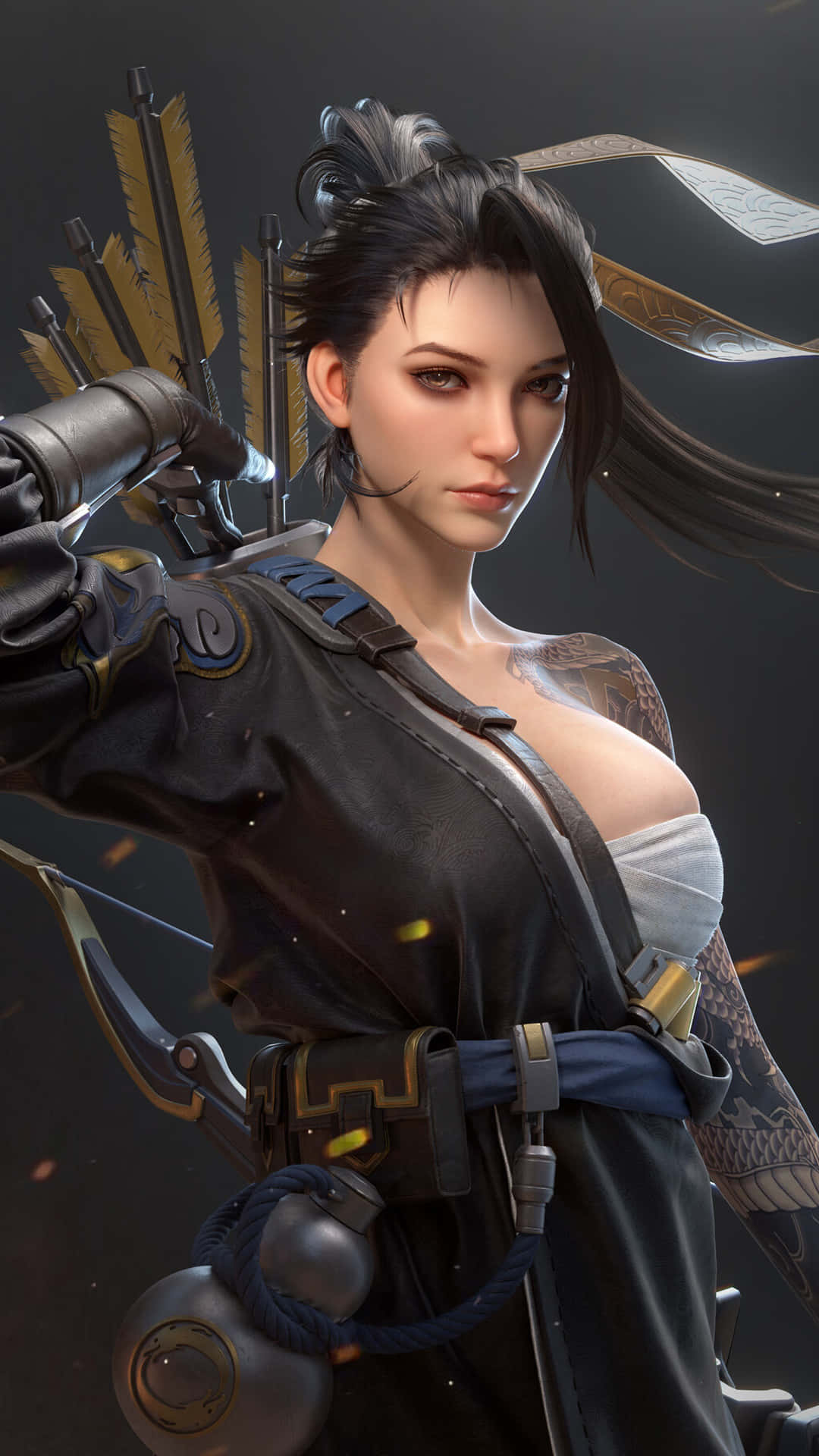 Overwatch Minimalist, female archer, dark hair, Full HD Phone Wallpaper