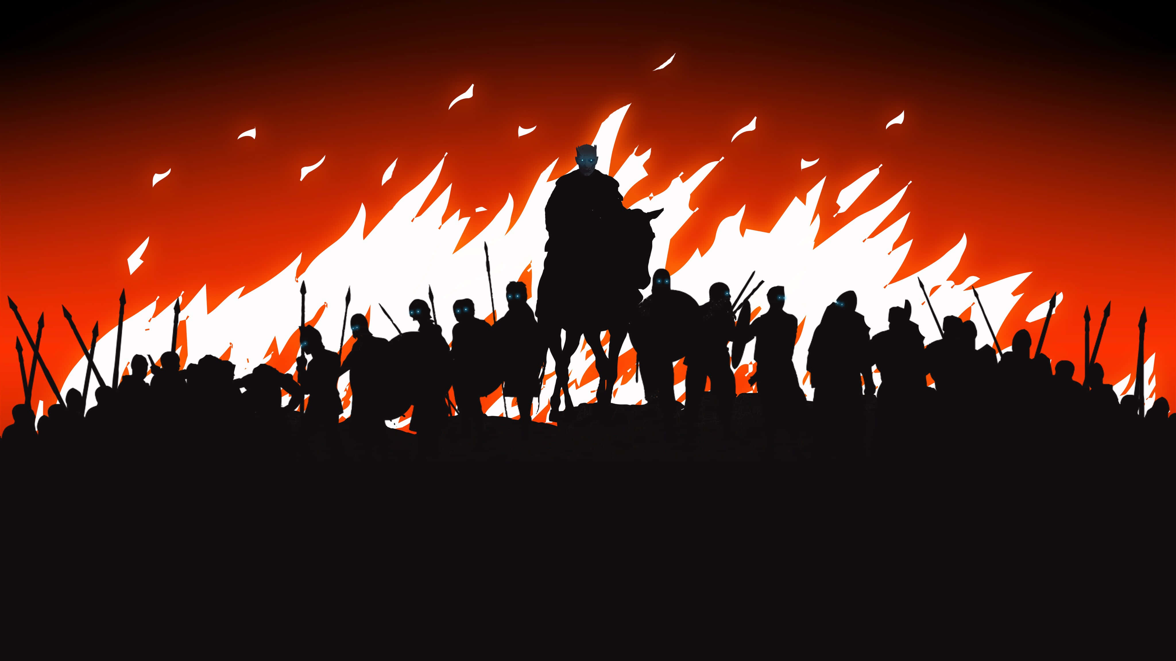 Overwatch Minimalist, silhouetted warriors, spears, 4K Desktop Wallpaper