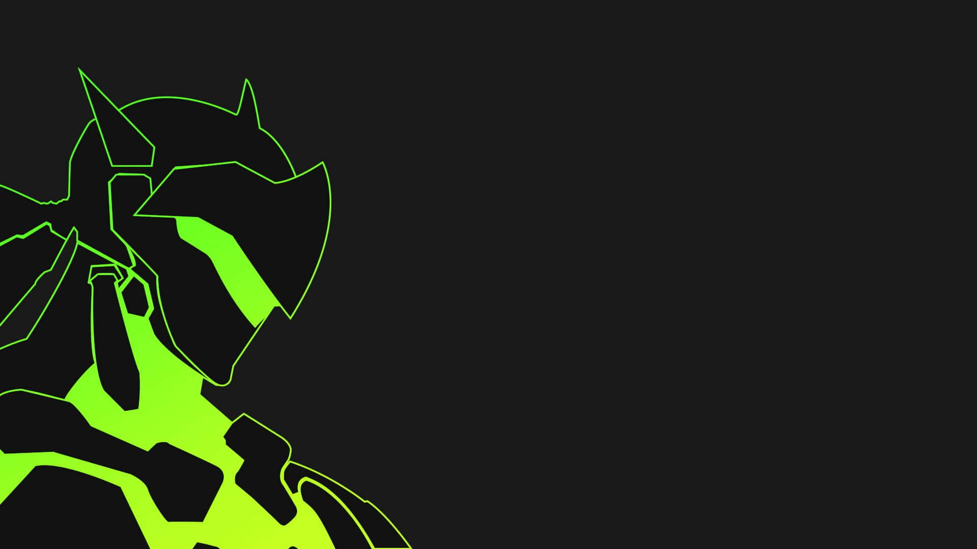 Overwatch, neon green, angular helmet silhouette, Full HD Desktop Wallpaper