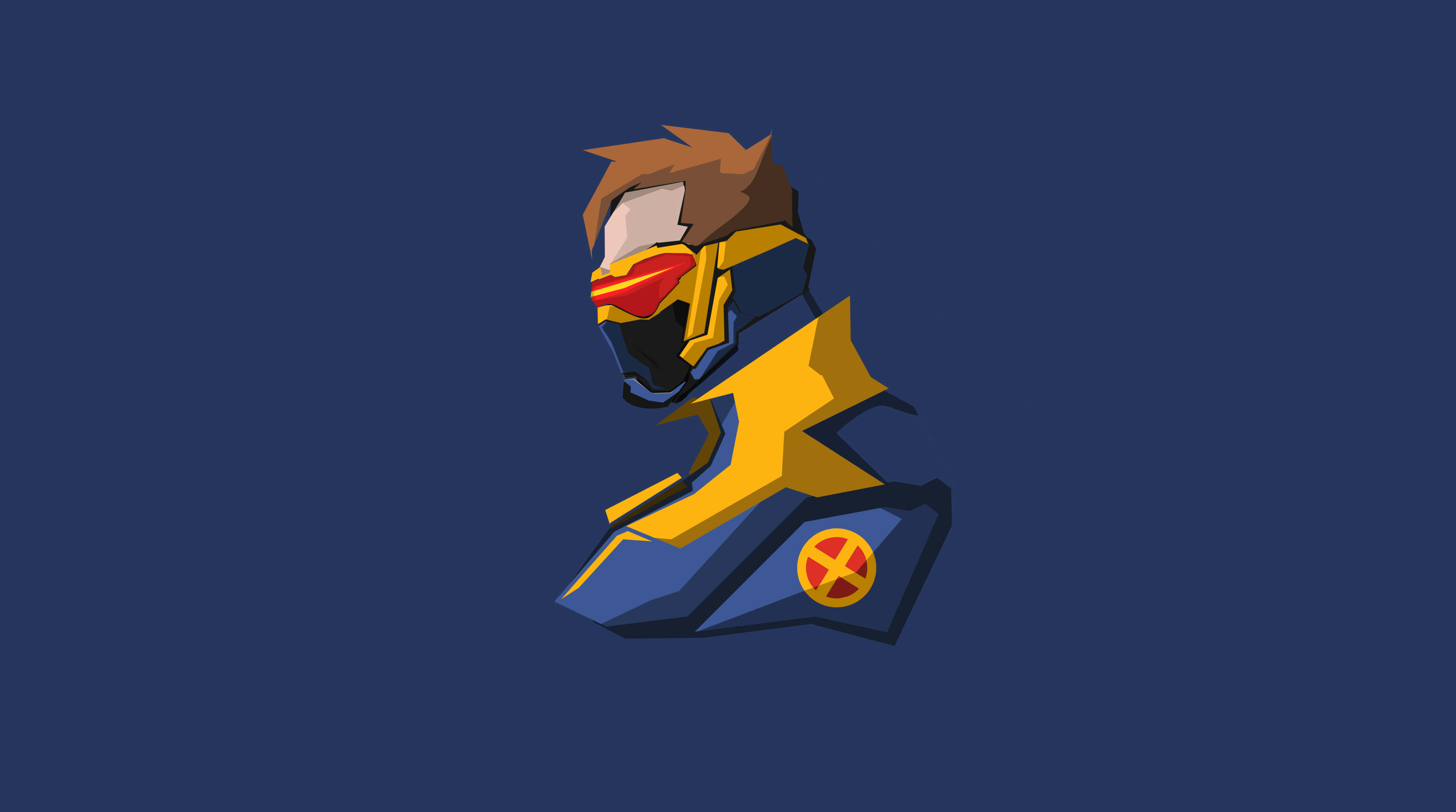 Overwatch Minimalist, masked superhero, yellow lightning emblem, 4K Desktop Wallpaper