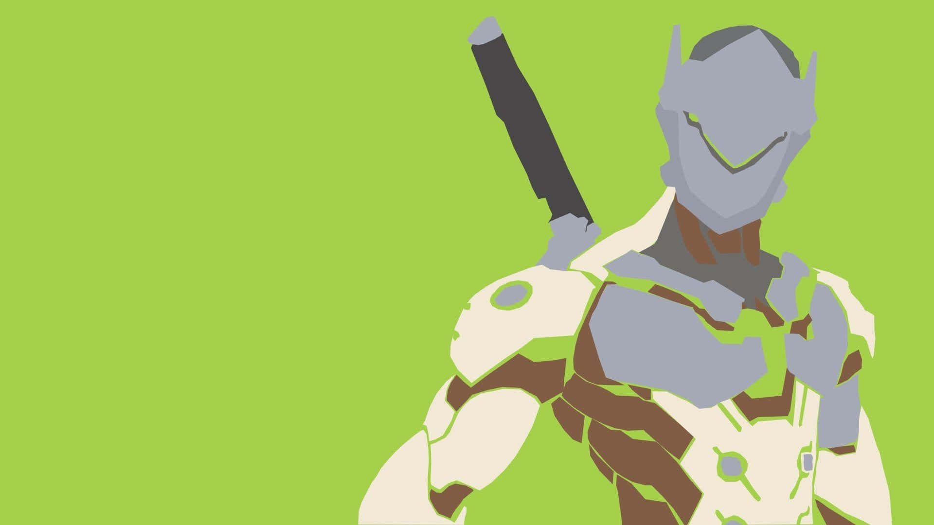Overwatch, minimalist, stylized armored warrior, Full HD Desktop Wallpaper