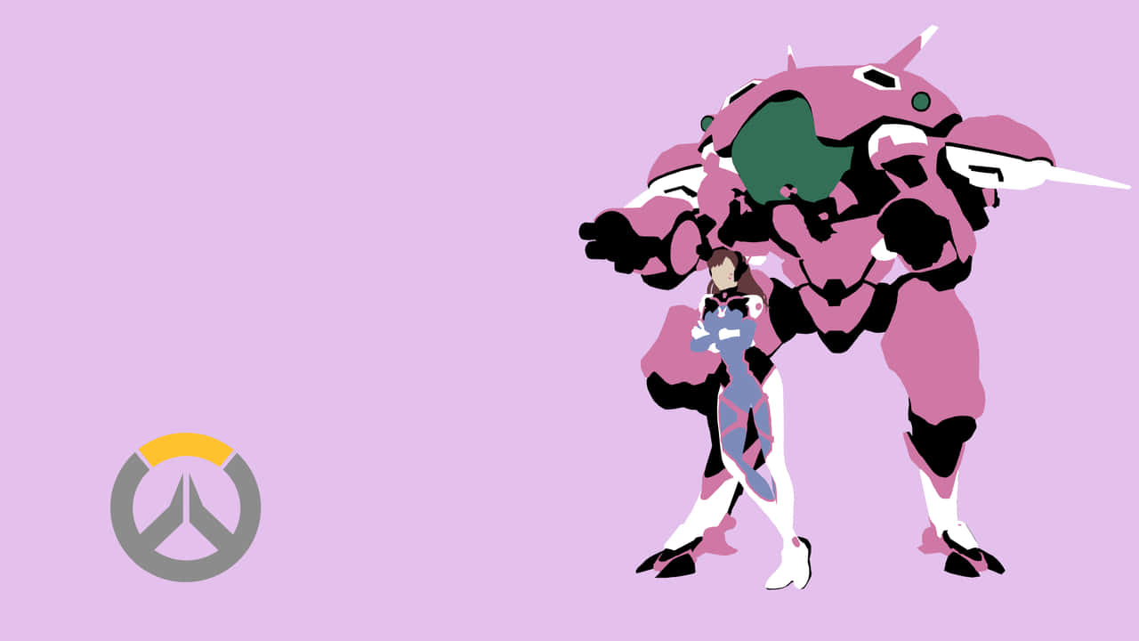 Overwatch Minimalist, pink mech, human pilot, HD Desktop Wallpaper