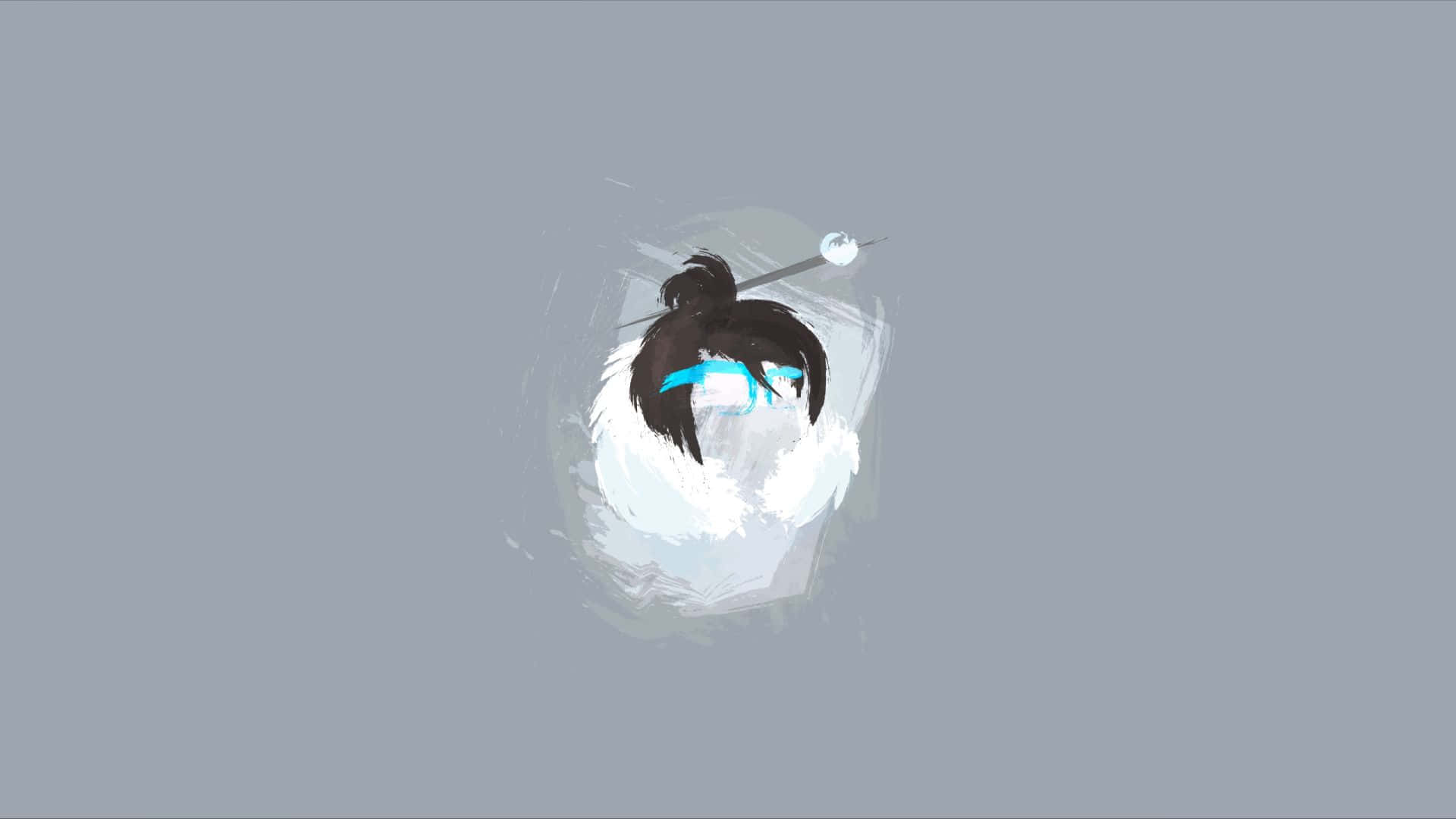 Overwatch Minimalist, anime character, black hair, Full HD Desktop Wallpaper