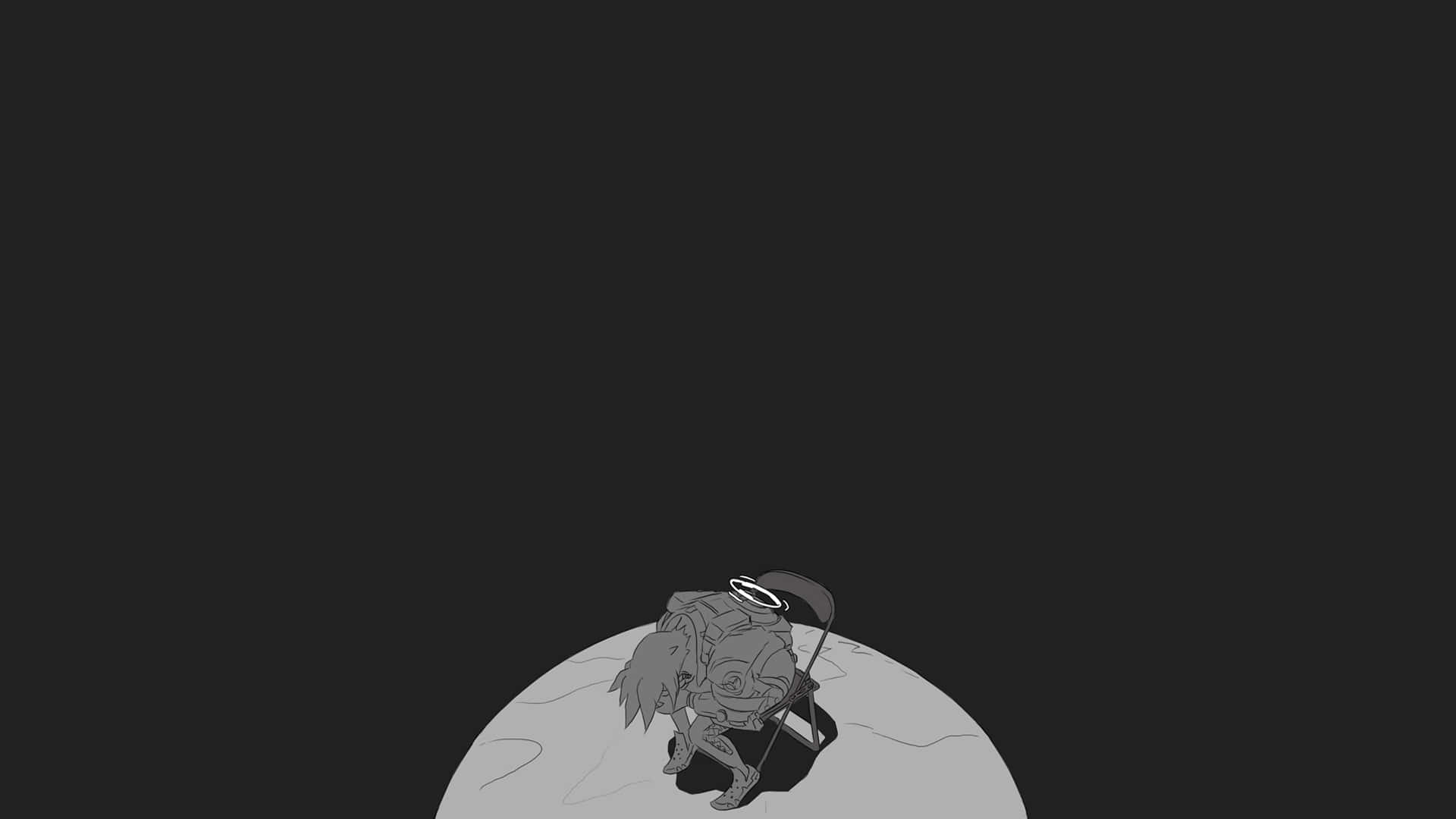 Overwatch Minimalist, anime character, moon surface, Full HD Desktop Wallpaper