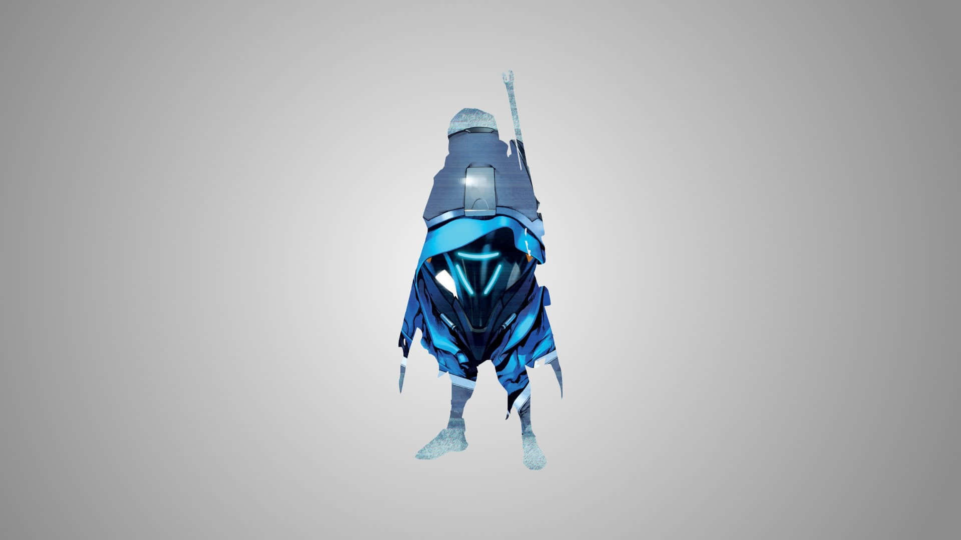 Overwatch Minimalist, futuristic blue armored warrior, glowing visor, Full HD Desktop Wallpaper