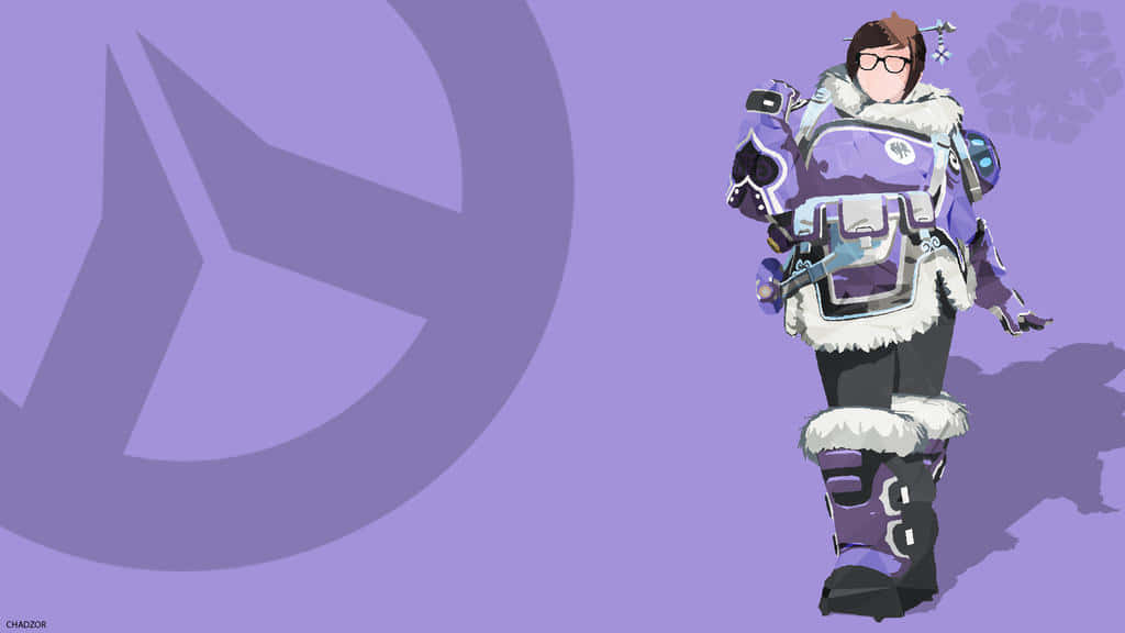 Overwatch, Minimalist, purple winter gear, SD Desktop Wallpaper