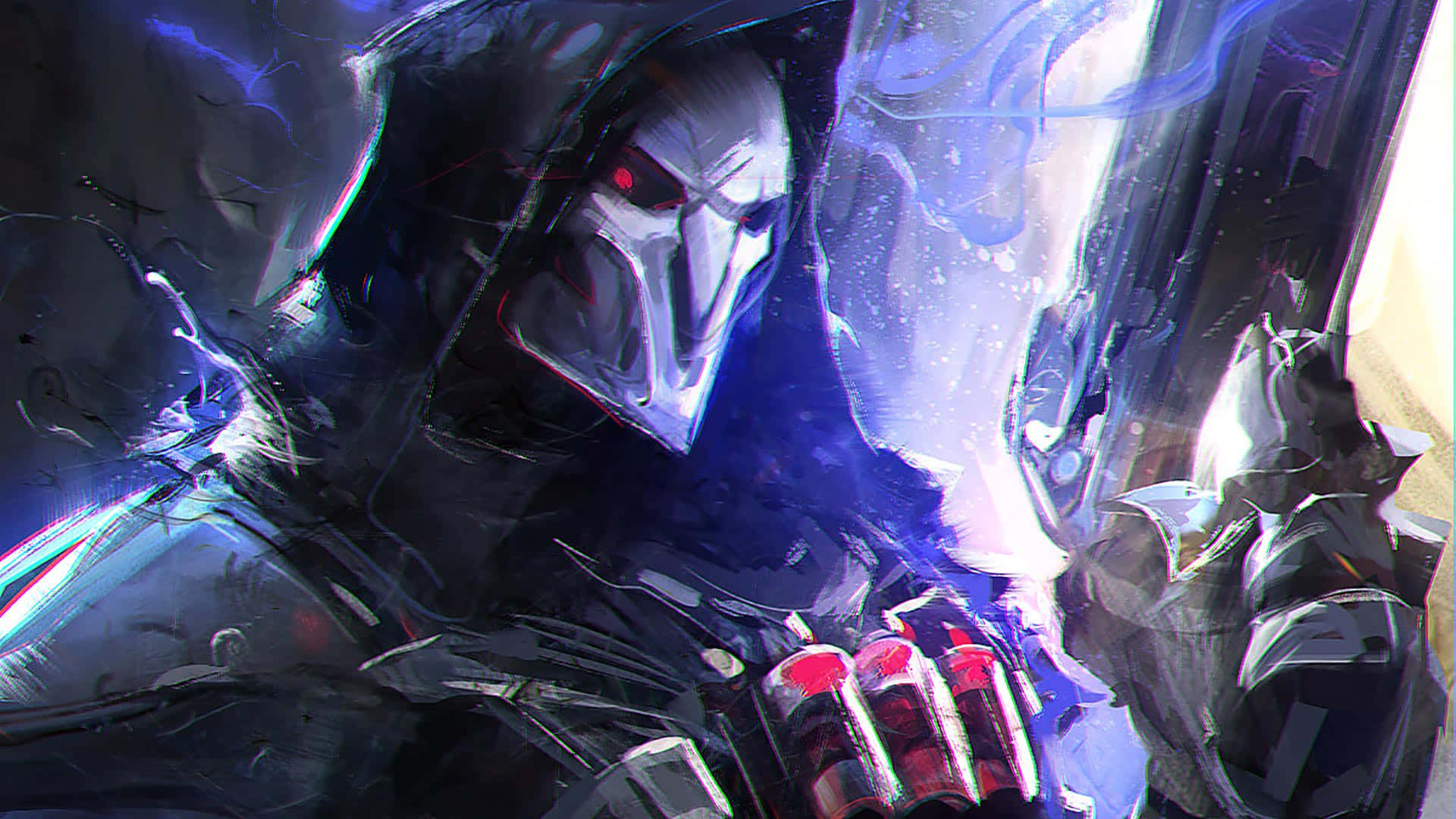 Overwatch Reaper, glowing red eyes, metallic armor, Full HD Desktop Wallpaper