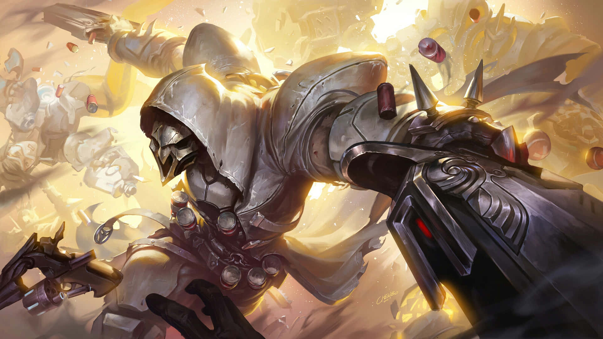 Overwatch Reaper, hooded warrior, ornate armor, Full HD Desktop Wallpaper