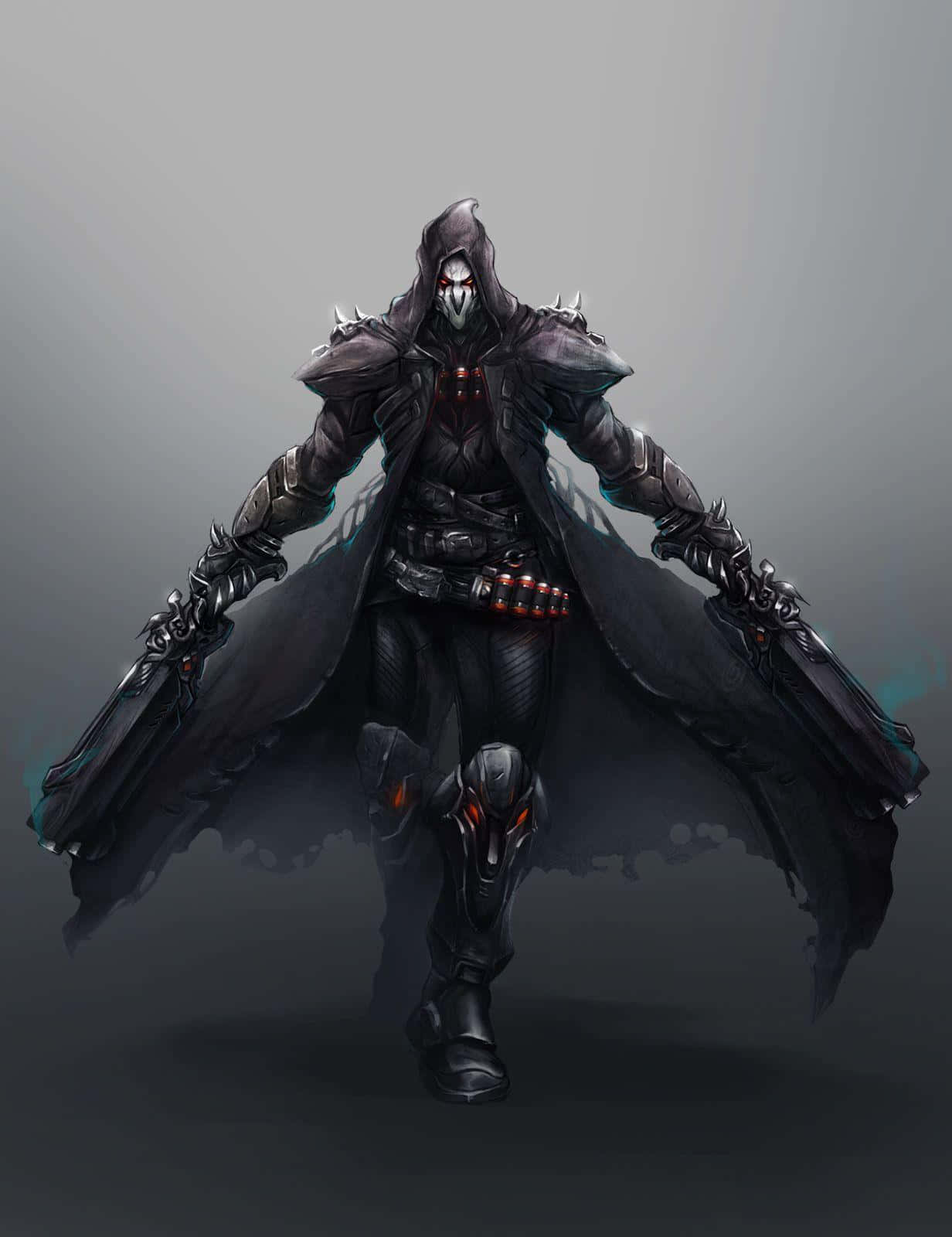 Overwatch Reaper, glowing red eyes, dark armor, HD Phone Wallpaper