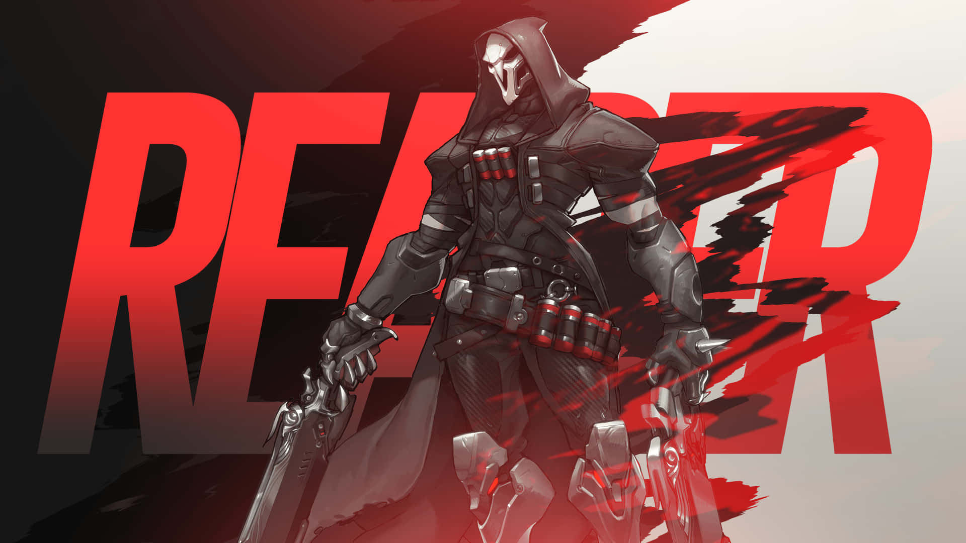 Overwatch Reaper, black armor, dual blades, Full HD Desktop Wallpaper