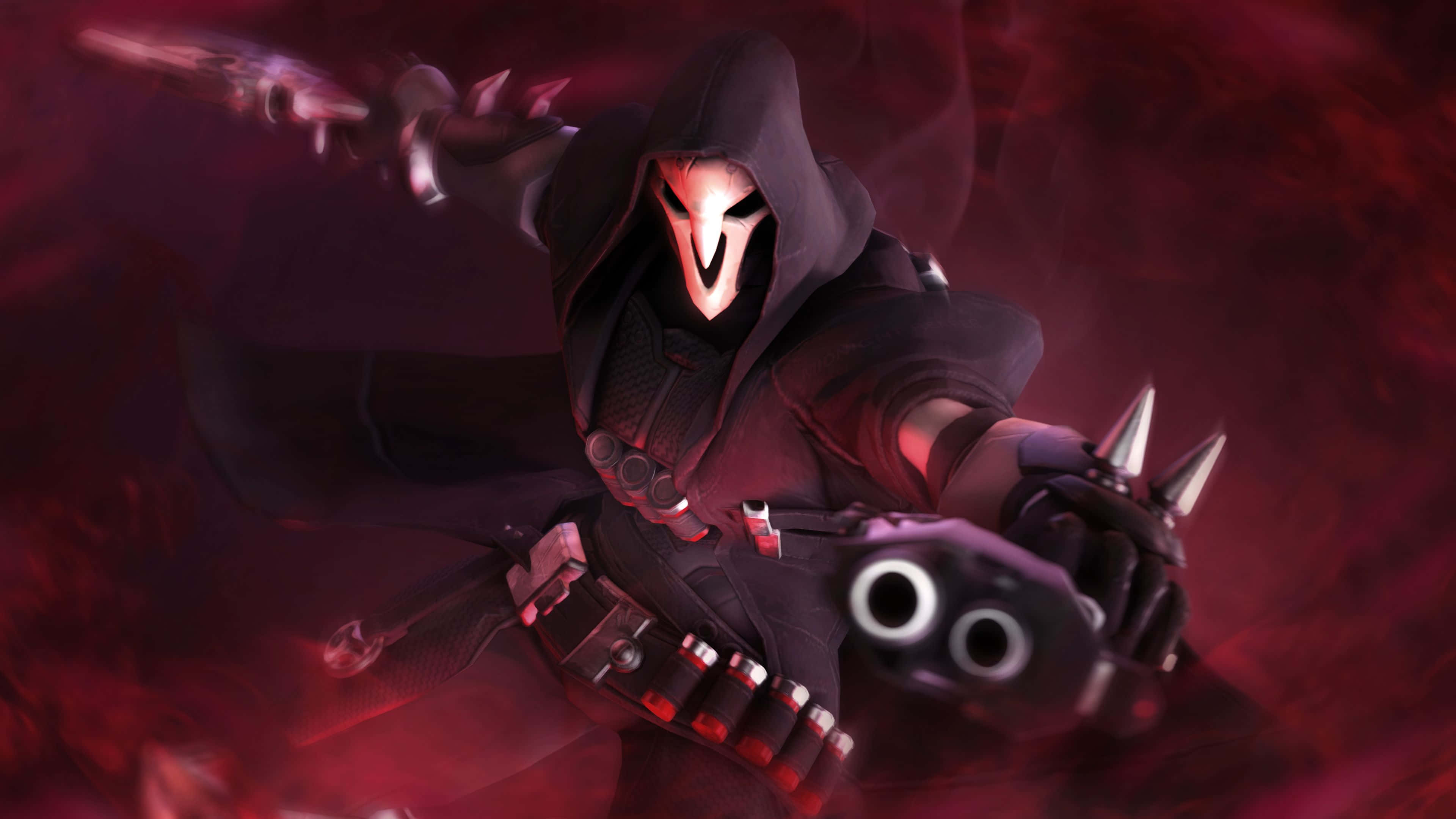 Overwatch Reaper, glowing white mask, dual pistols, 4K Desktop Wallpaper