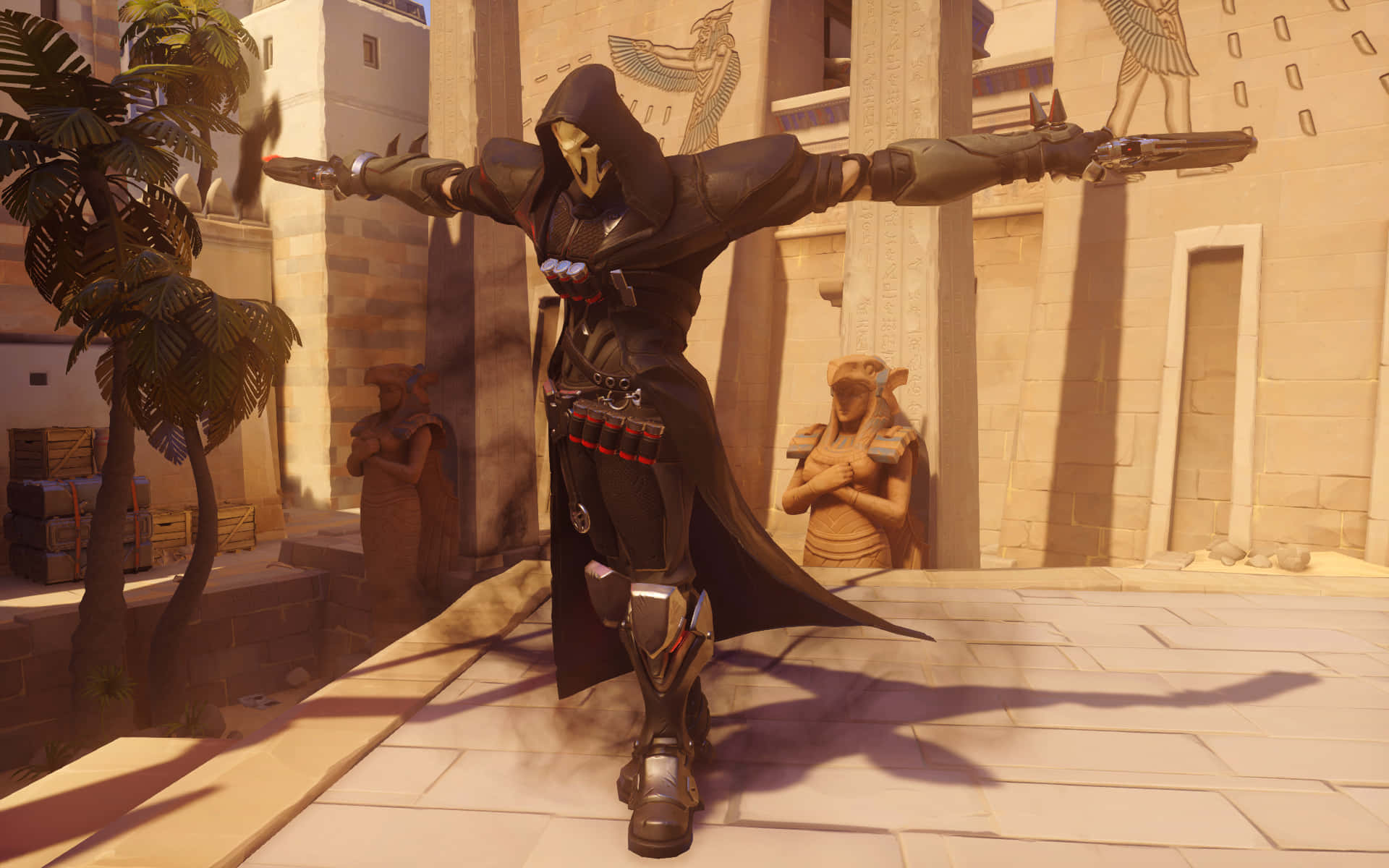 Overwatch Reaper, black armor, dual pistols, Full HD Desktop Wallpaper