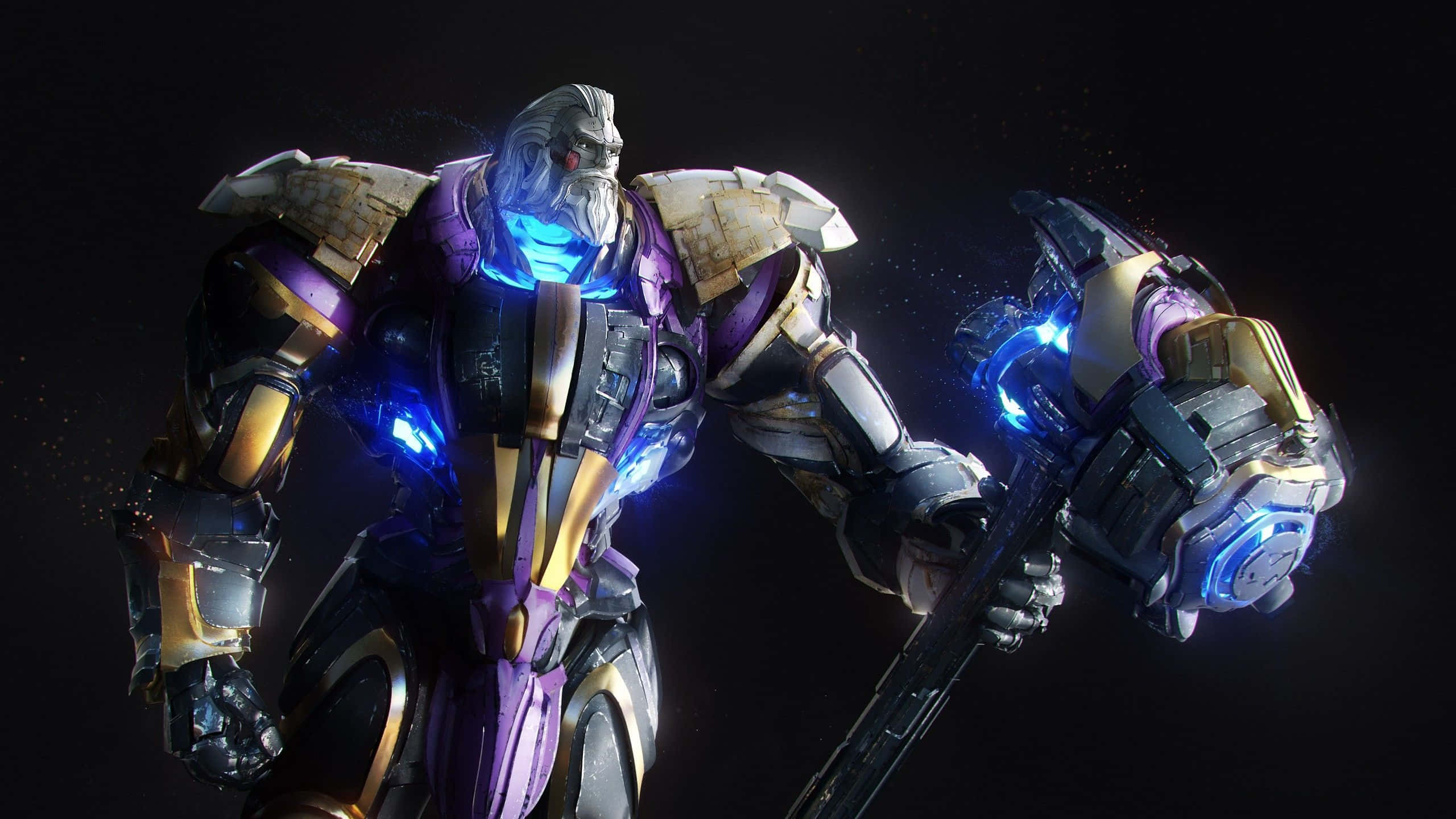 Overwatch Reinhardt, glowing blue energy, massive hammer, 2K Desktop Wallpaper