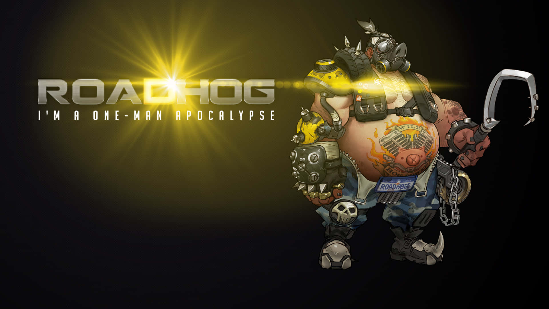 Overwatch Roadhog, gas mask, hook weapon, Full HD Desktop Wallpaper