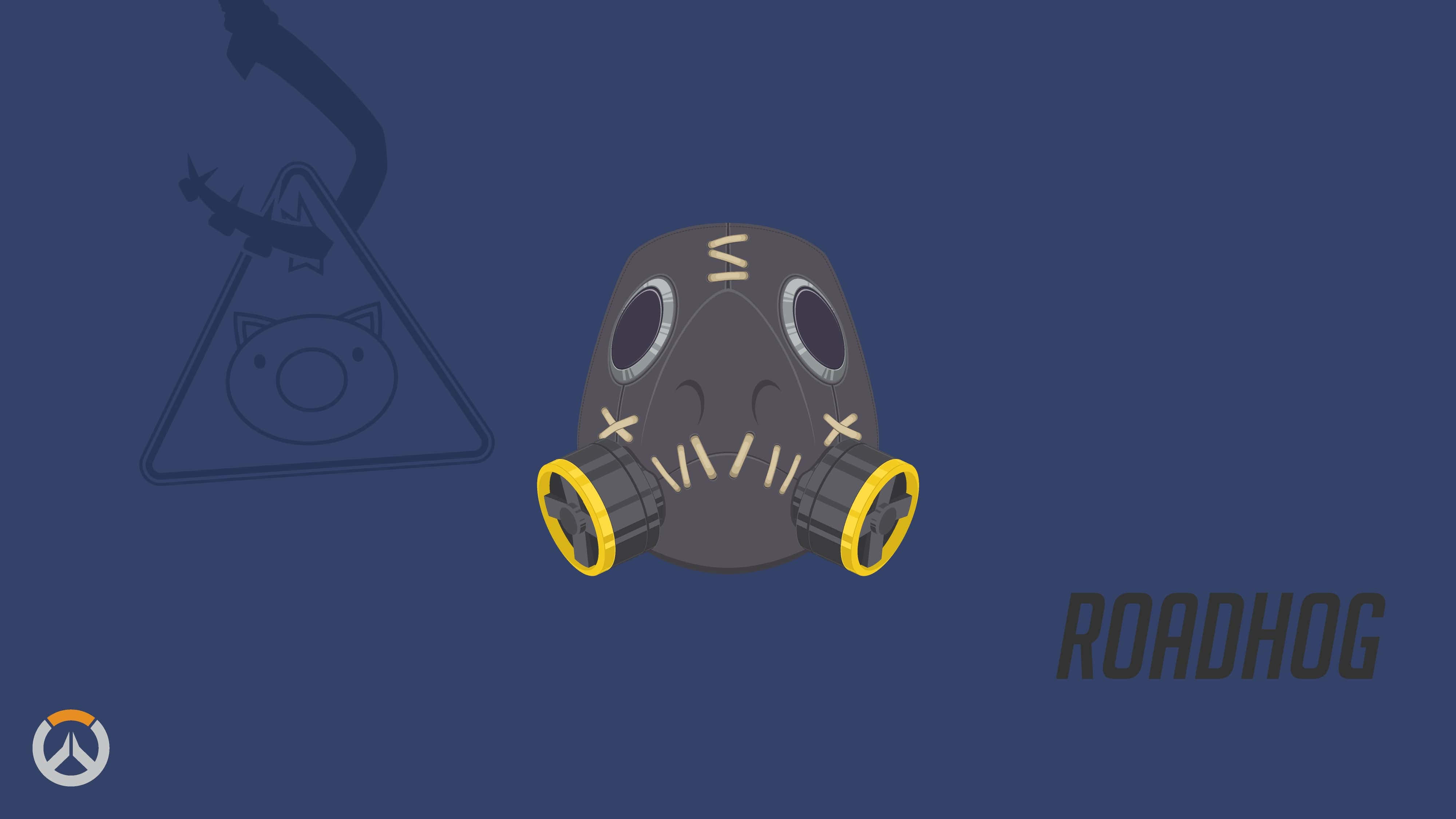 Overwatch Roadhog, gray gas mask, yellow filters, 4K Desktop Wallpaper