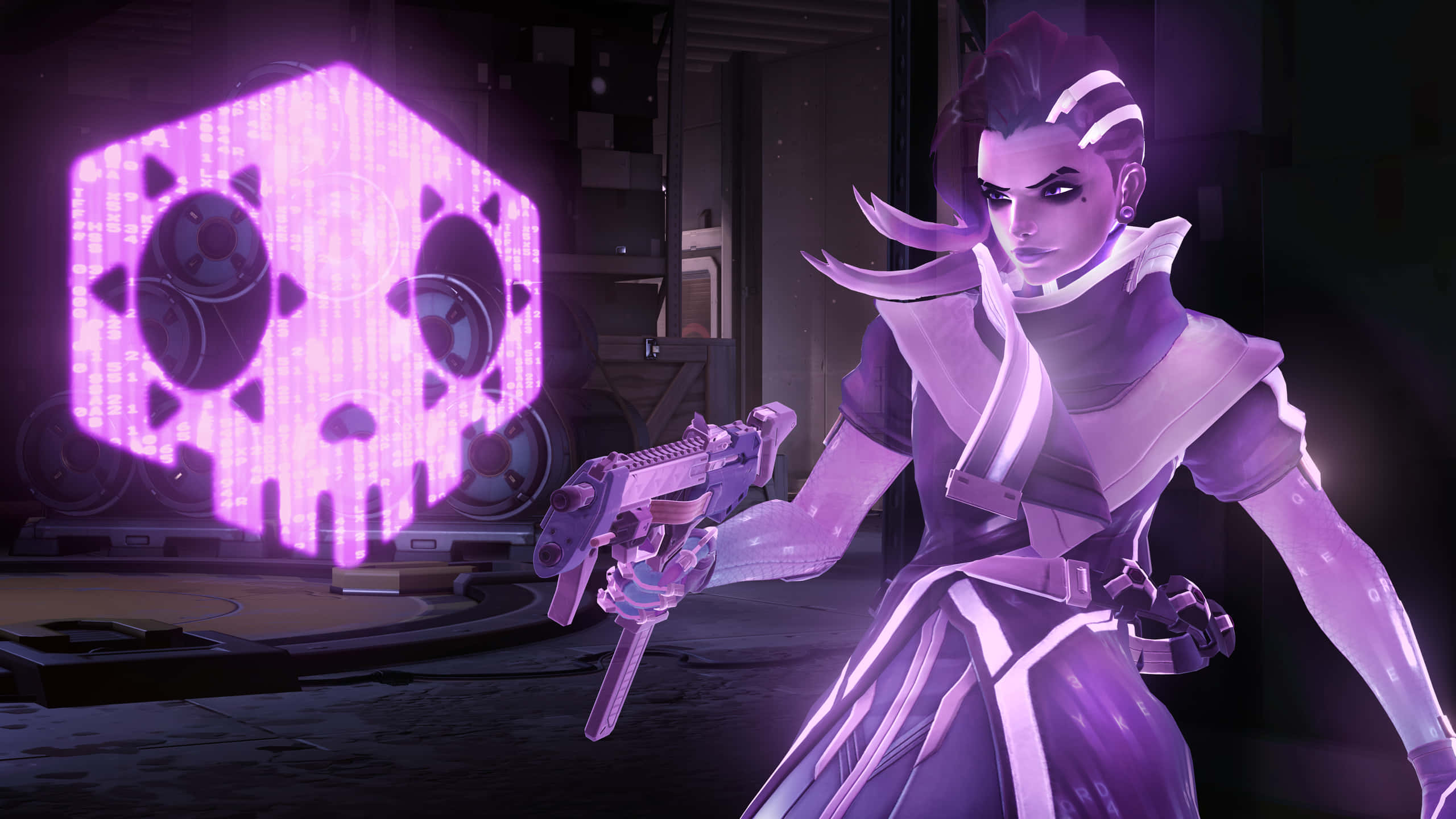 Sombra, Overwatch, purple armor, 2K Desktop Wallpaper
