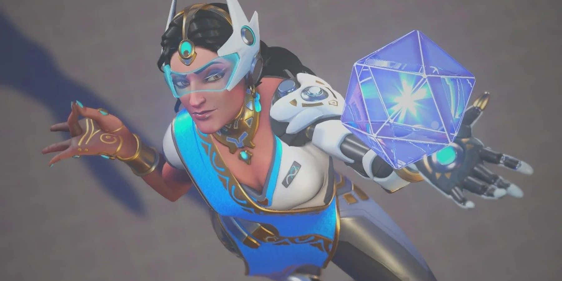 Overwatch Symmetra, blue and white armor, glowing blue crystal, HD Desktop Wallpaper