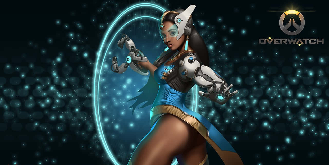 Overwatch Symmetra, blue and gold armor, glowing tech arms, HD Desktop Wallpaper