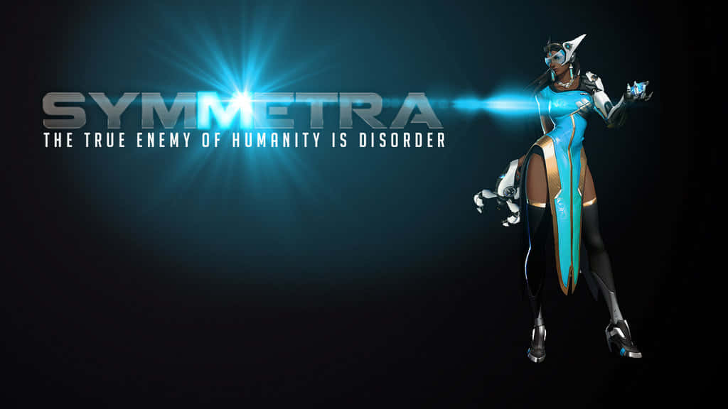 Overwatch Symmetra, blue and gold armor, futuristic female hero, SD Desktop Wallpaper