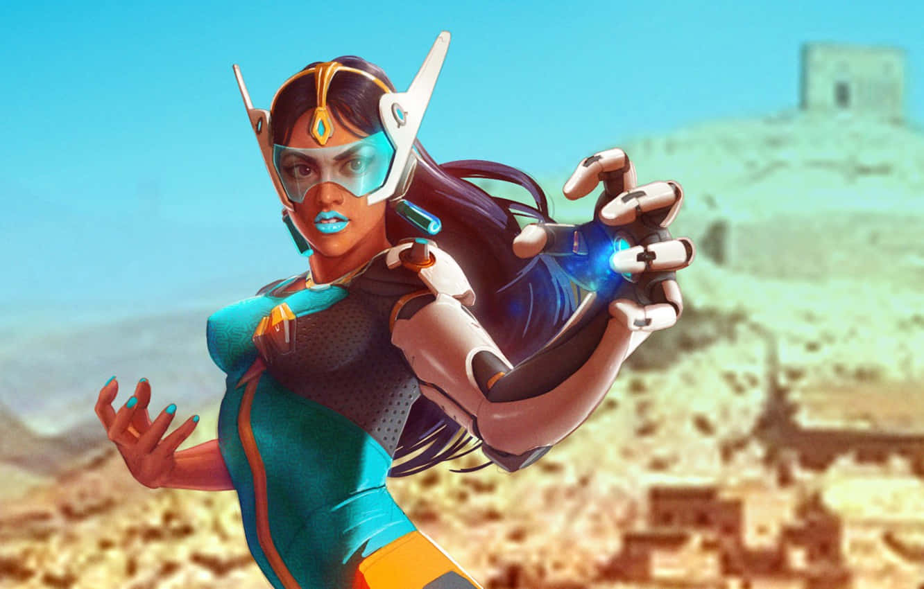 Overwatch Symmetra, cybernetic arm, glowing blue gauntlet, HD Desktop Wallpaper