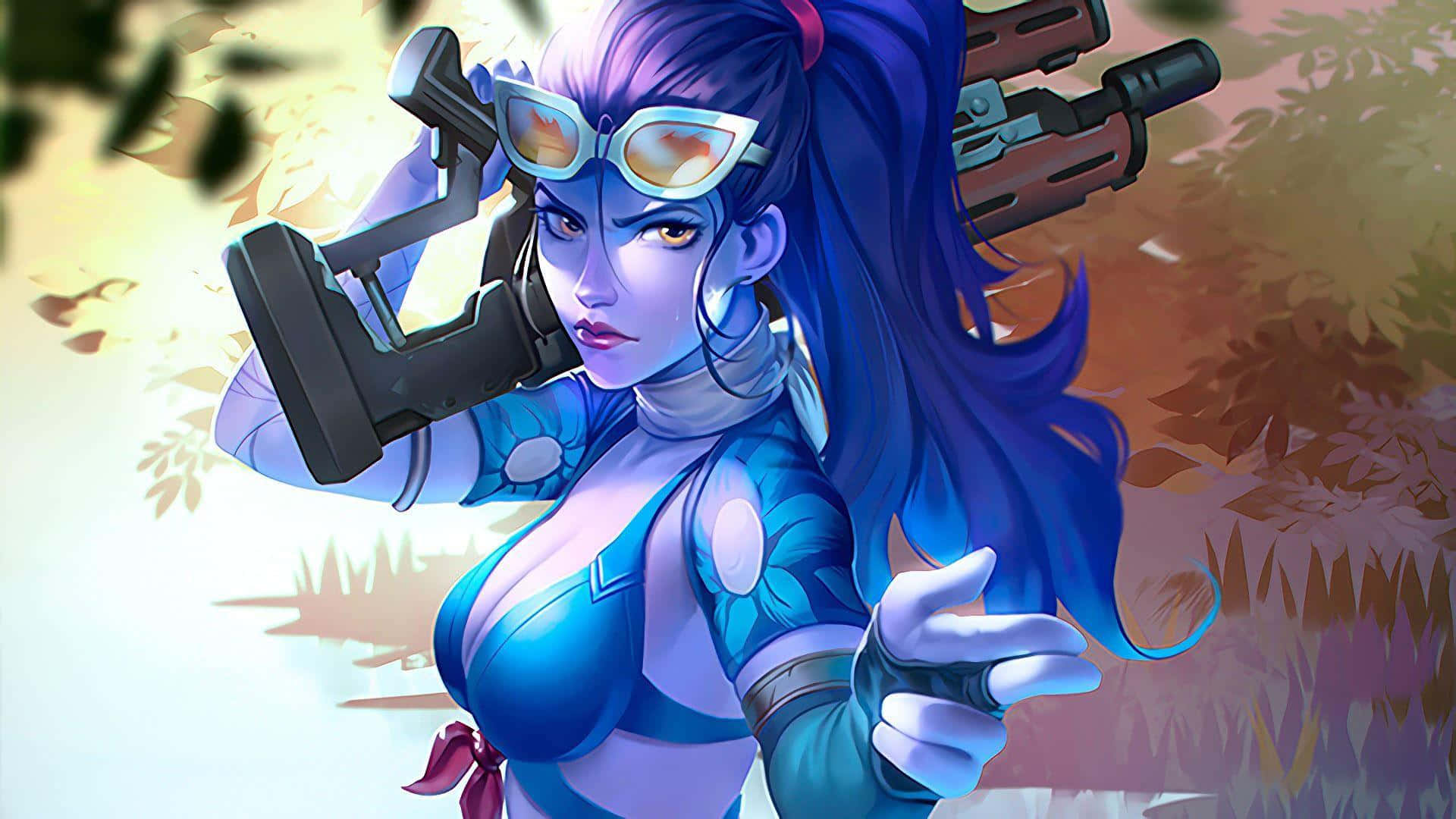 Overwatch, Widowmaker, blue-haired, Full HD Desktop Wallpaper