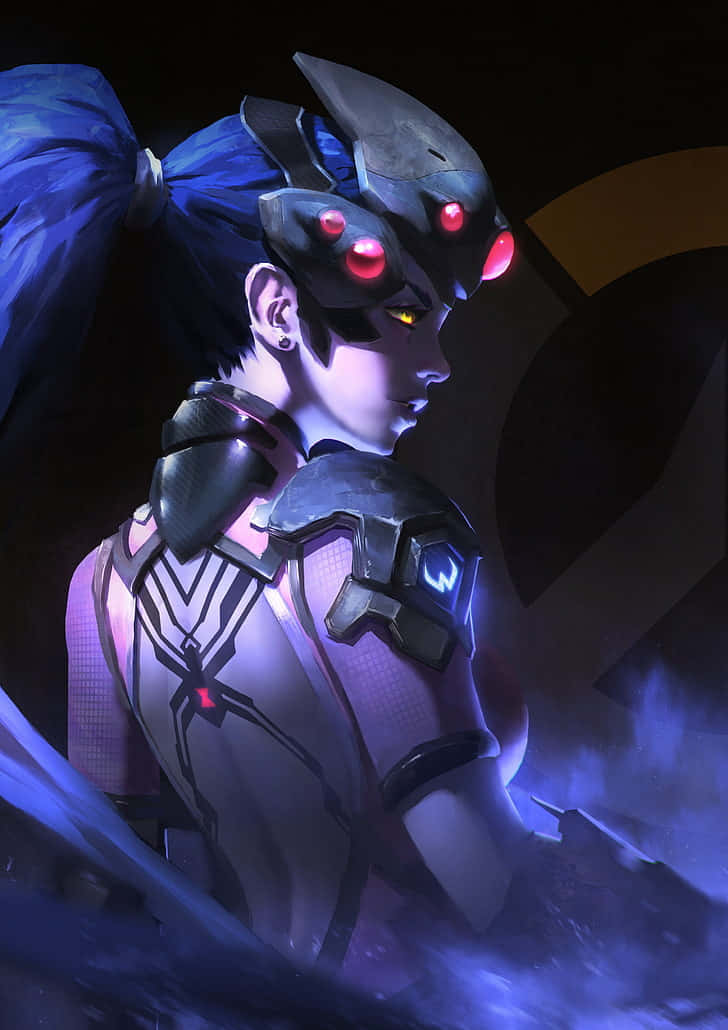 Overwatch, Widowmaker, glowing red eyes, SD Phone Wallpaper