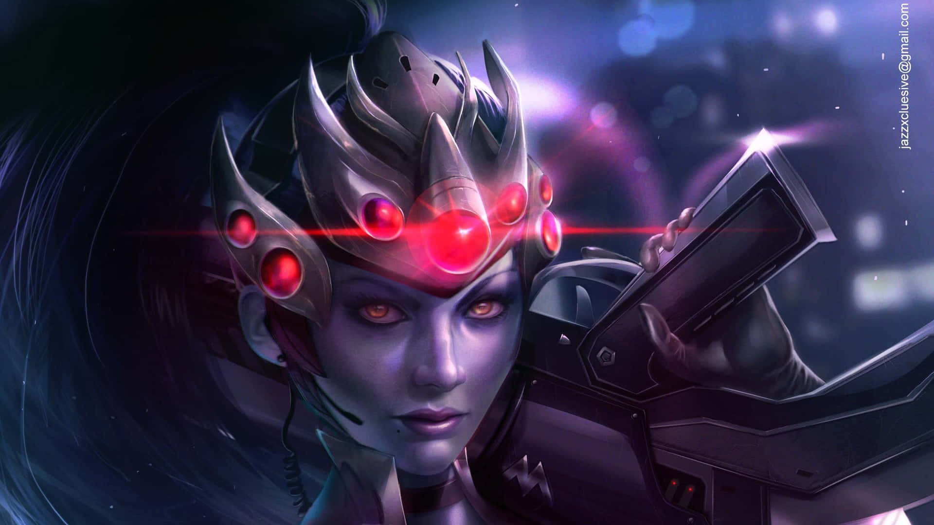 Overwatch, Widowmaker, glowing red eyes, Full HD Desktop Wallpaper